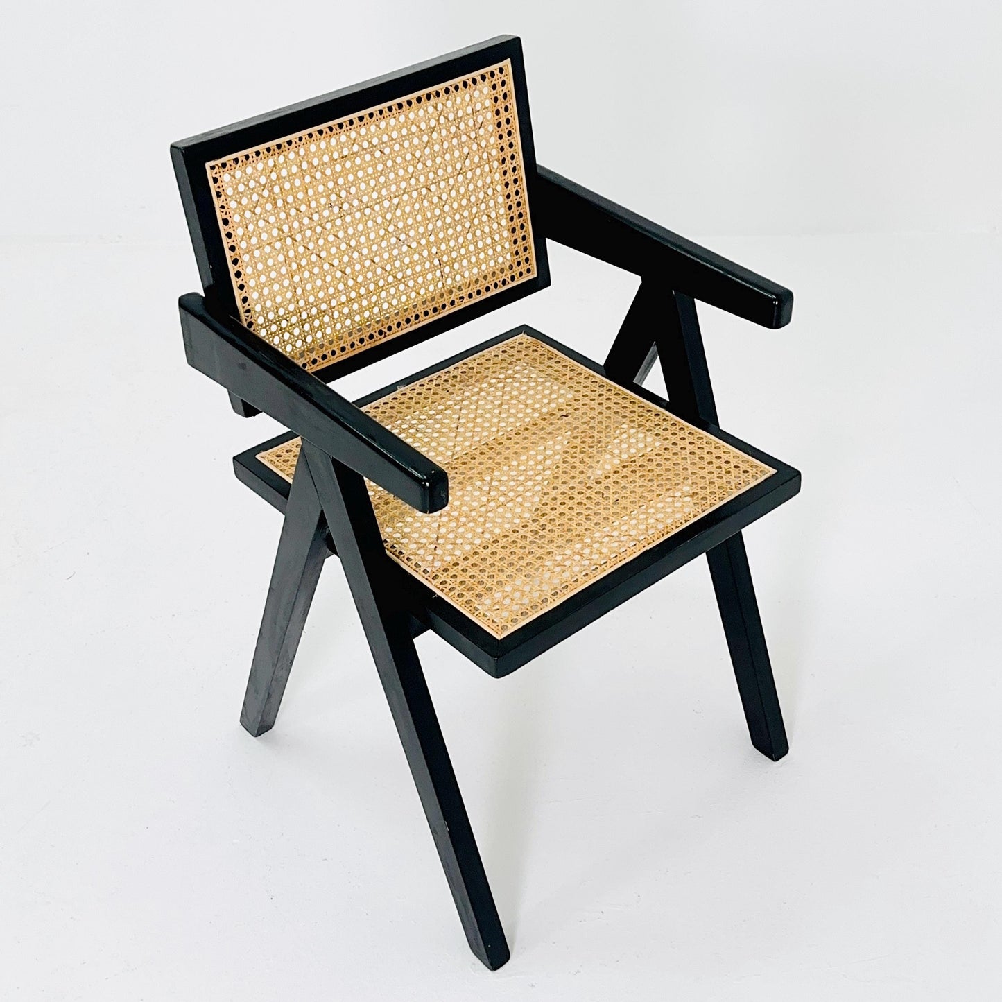 Mid century Casa Padrino Black Wood & Rattan Chair – 1990s
