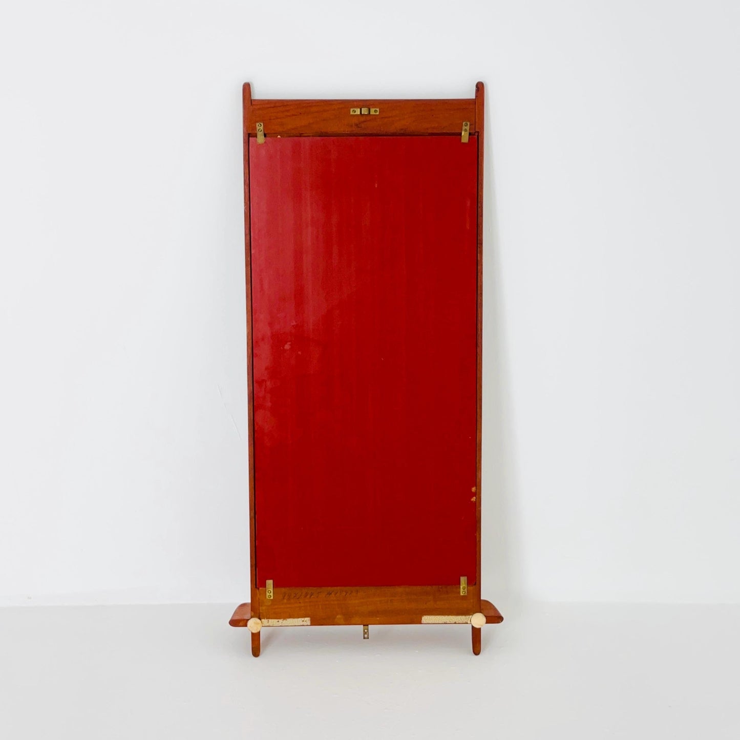 Mid Century Danish Teak Wall Mirror with Shelf, 1960s
