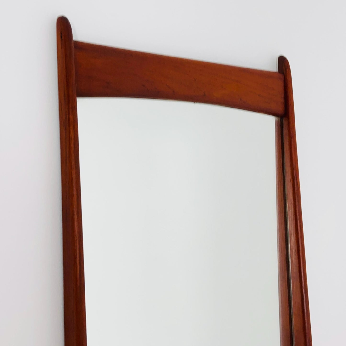 Mid Century Danish Teak Wall Mirror with Shelf, 1960s
