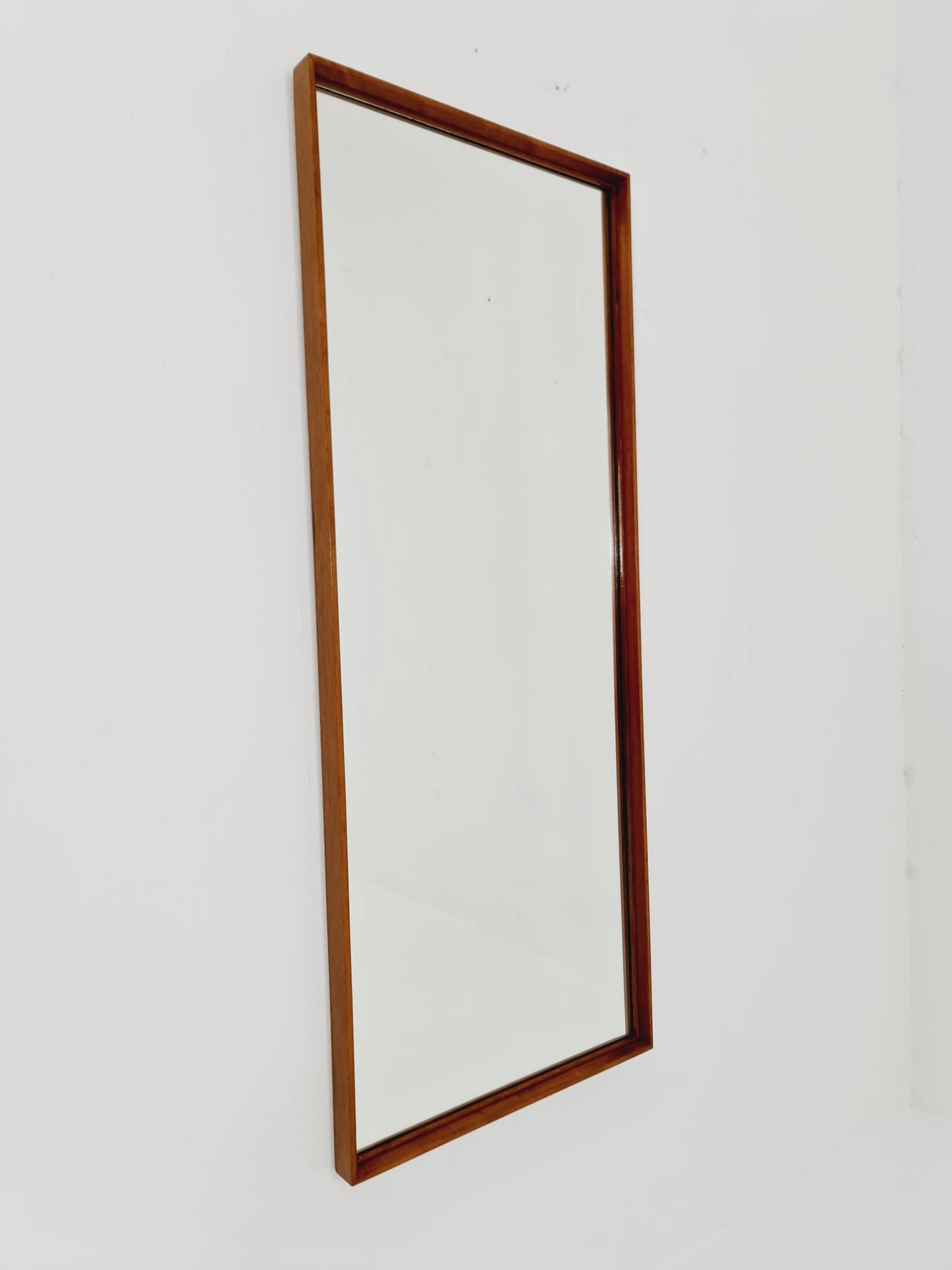 Big Teak German mid-century Modern wall-mounted mirror , 1960s
