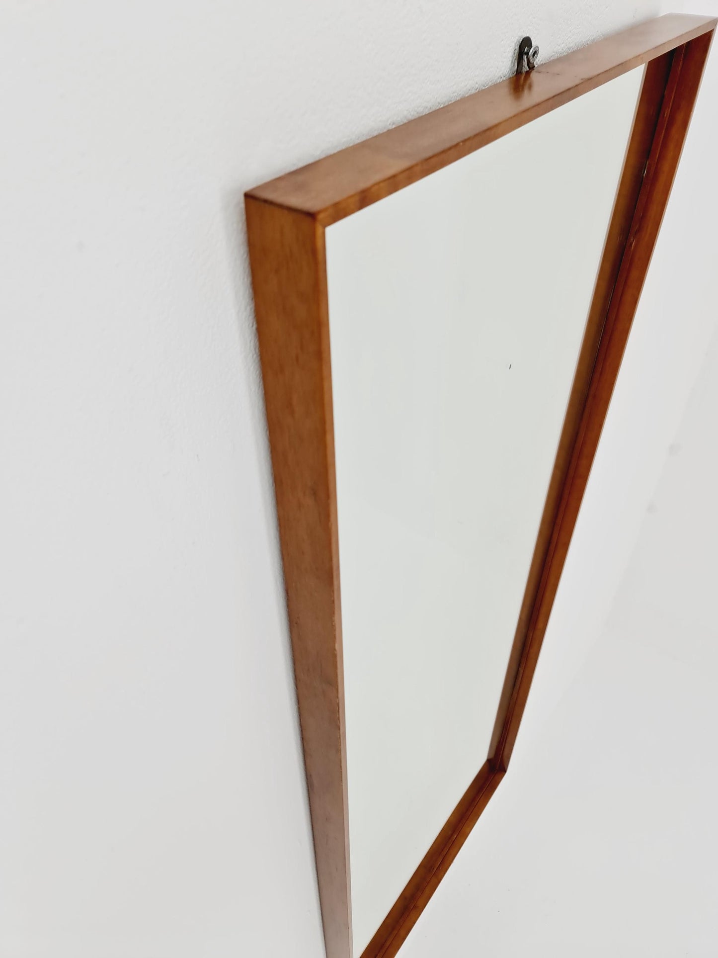 Big Teak German mid-century Modern wall-mounted mirror , 1960s