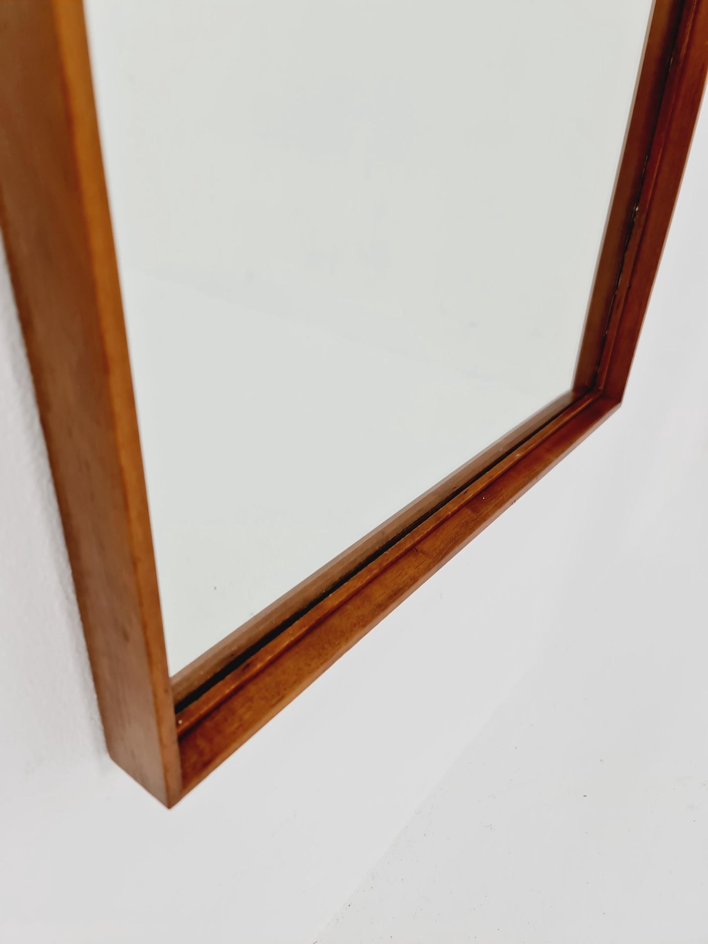 Big Teak German mid-century Modern wall-mounted mirror , 1960s