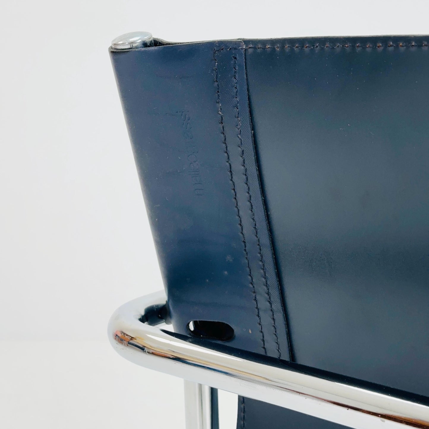 Mid century Matteo Grassi original Bauhaus design Visitor model Chair dark blue / Navy Leather 1970s Italy