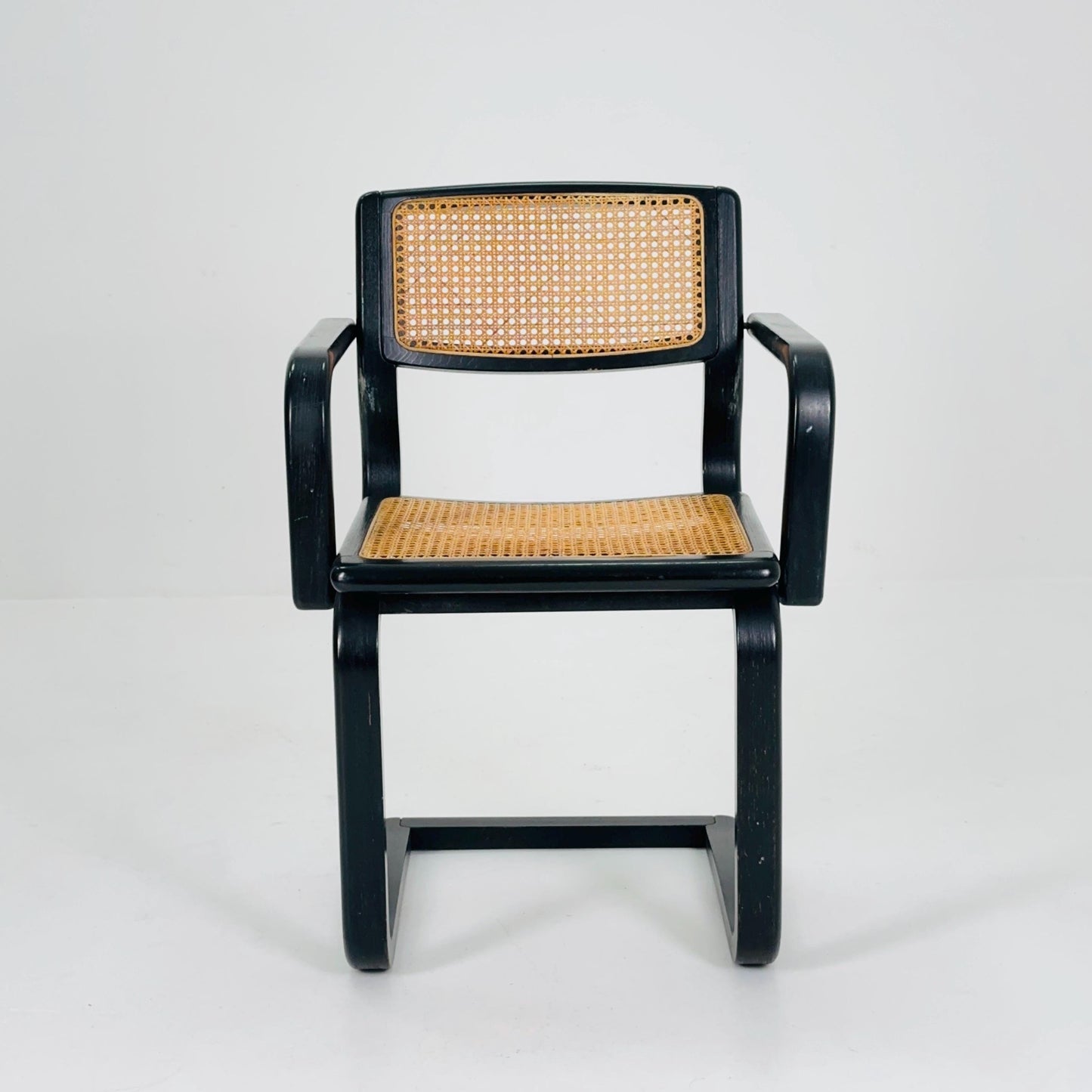 Mid century black wooden cantilever armchair, by Lubke Germany 1970s