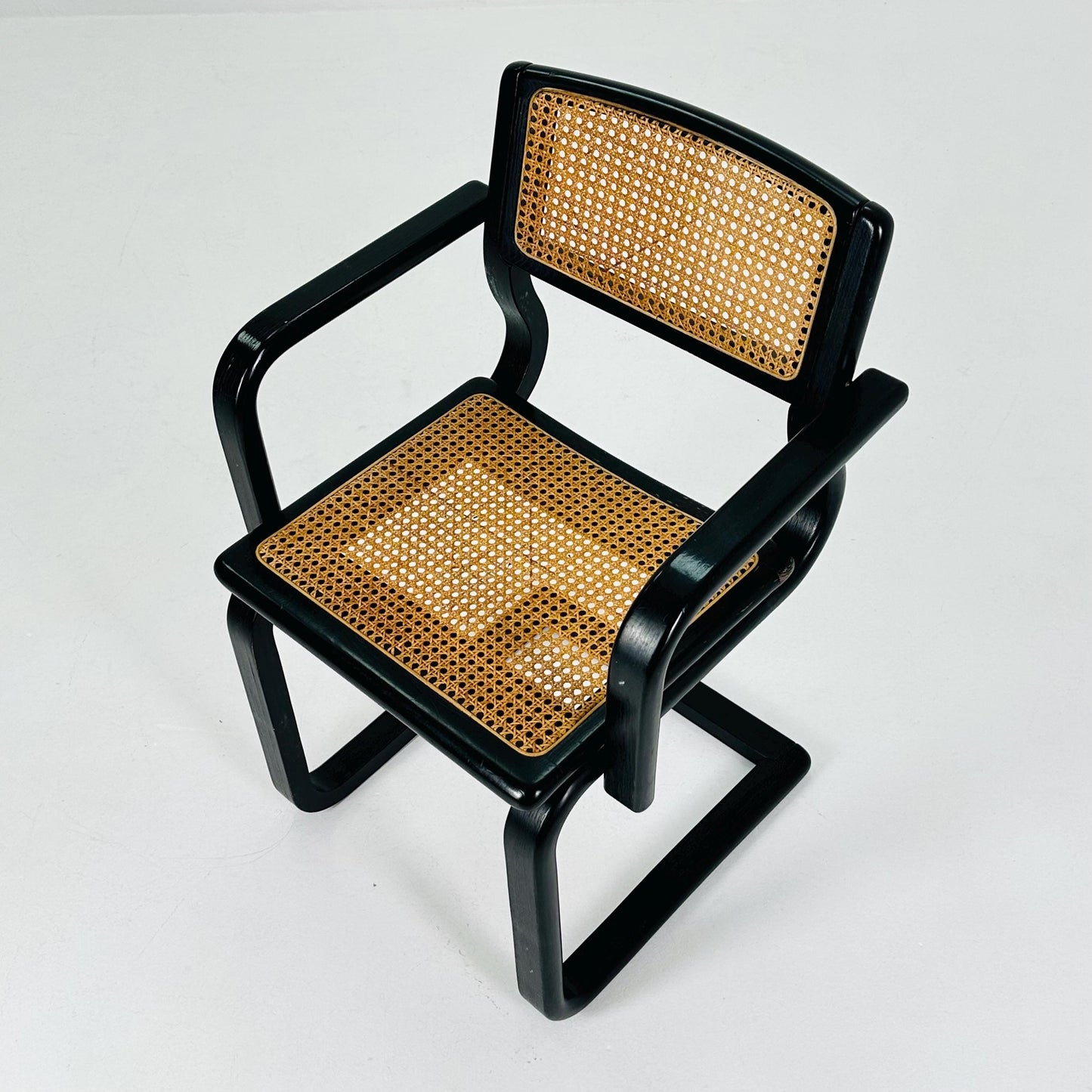 Mid century black wooden cantilever armchair, by Lubke Germany 1970s