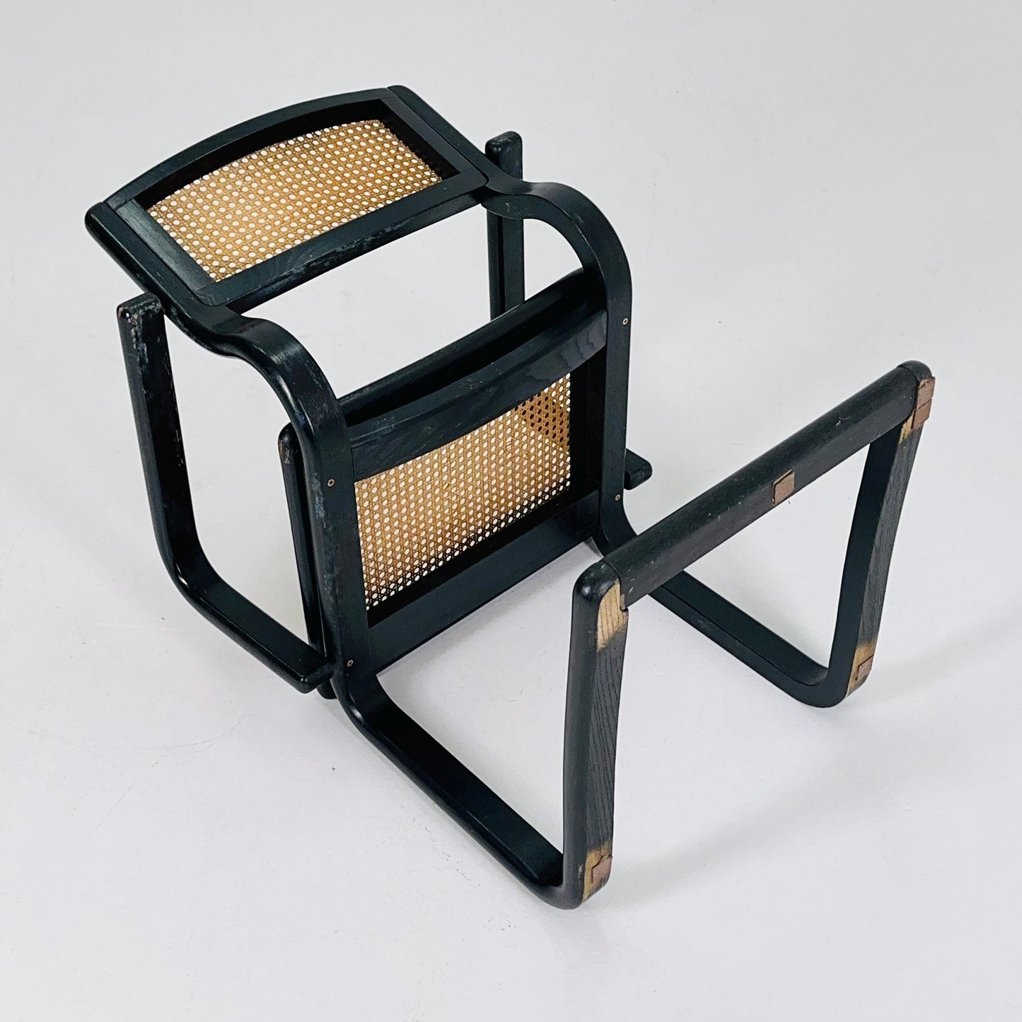 Mid century black wooden cantilever armchair, by Lubke Germany 1970s