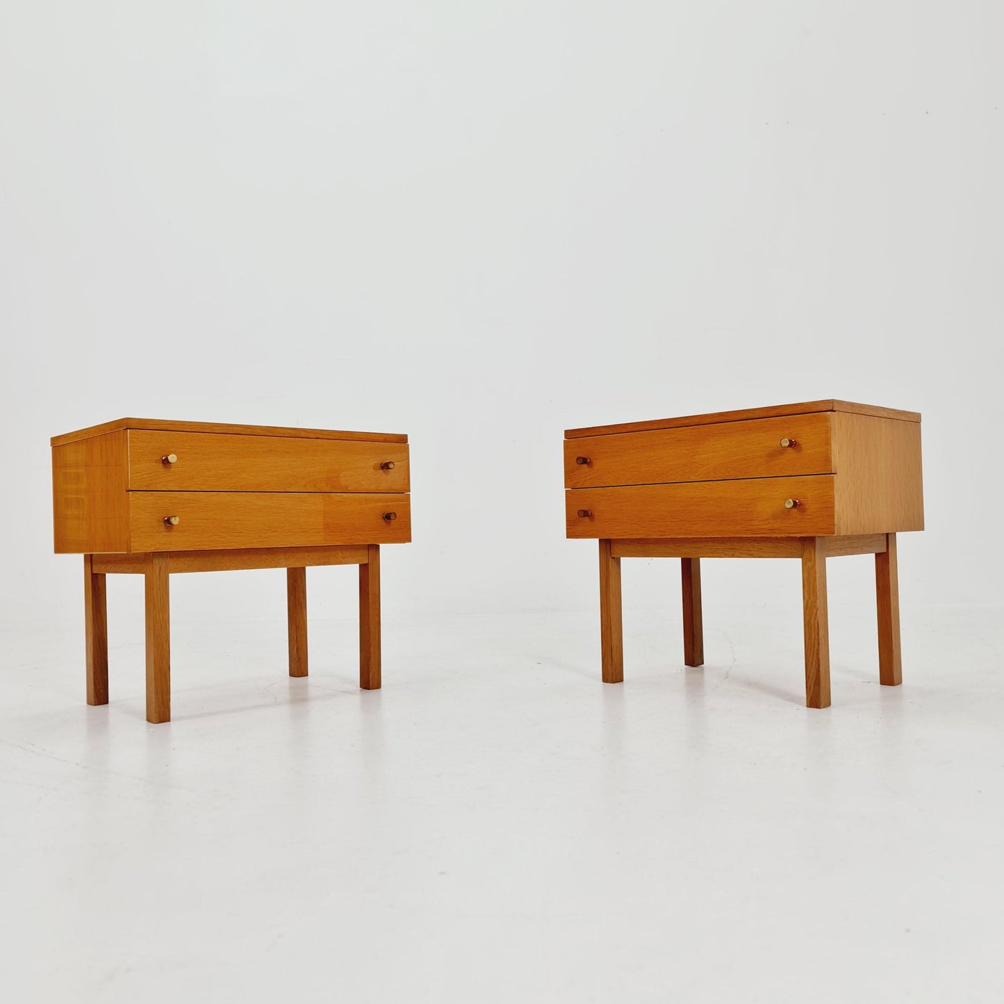 German Mid century Oak nightstands/ bedside tables BY WK Möbel , 1960s Set of 2
