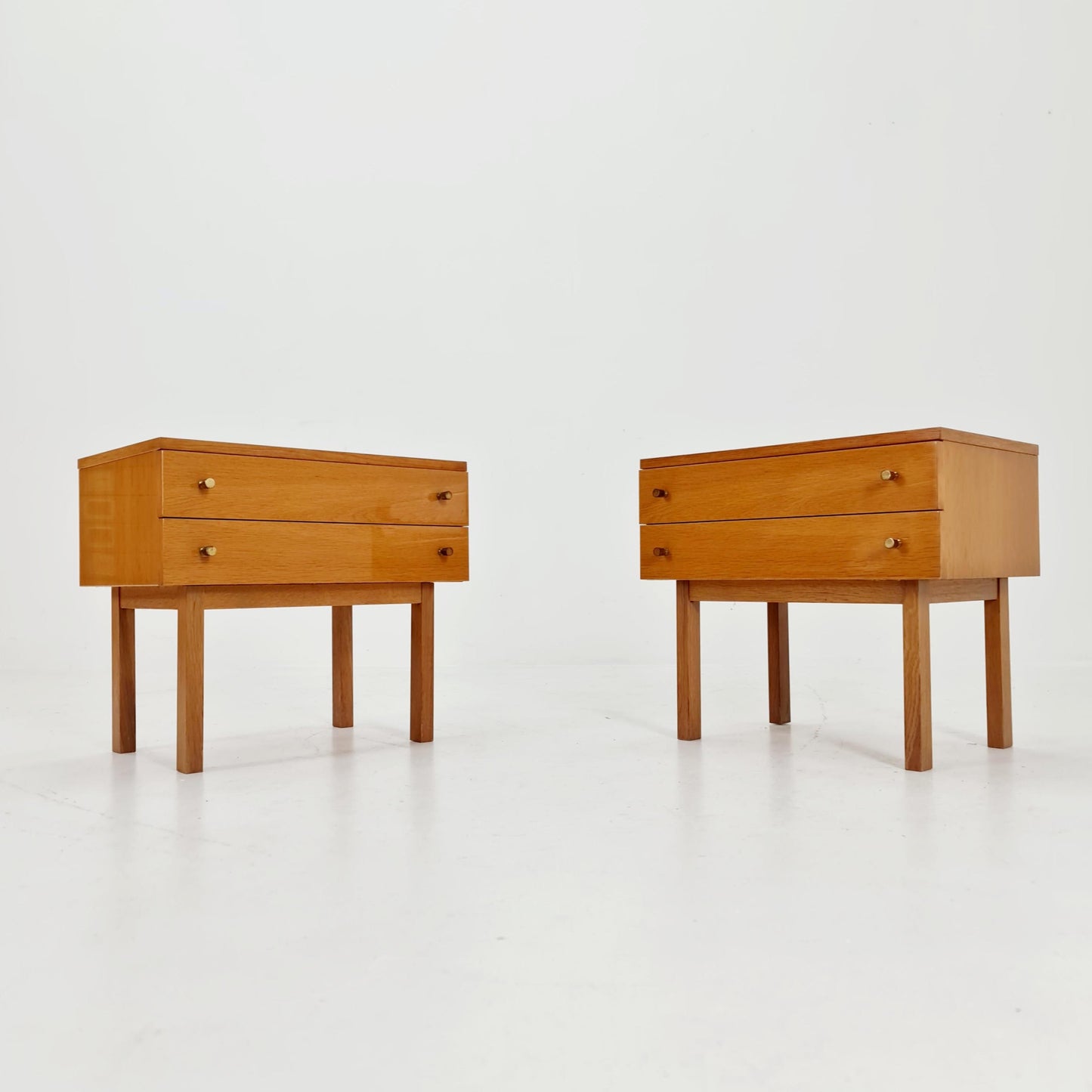 German Mid century Oak nightstands/ bedside tables BY WK Möbel , 1960s Set of 2