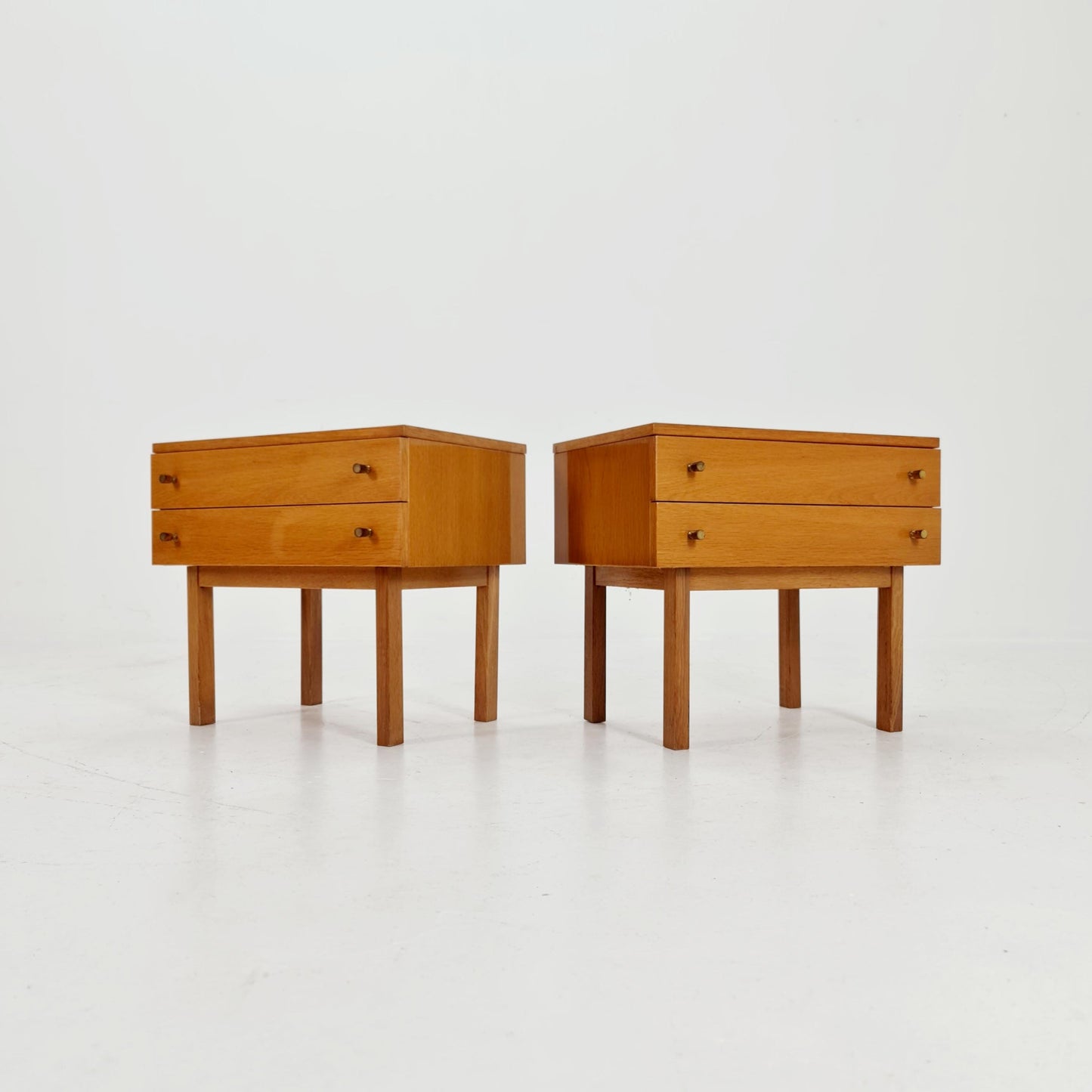 German Mid century Oak nightstands/ bedside tables BY WK Möbel , 1960s Set of 2
