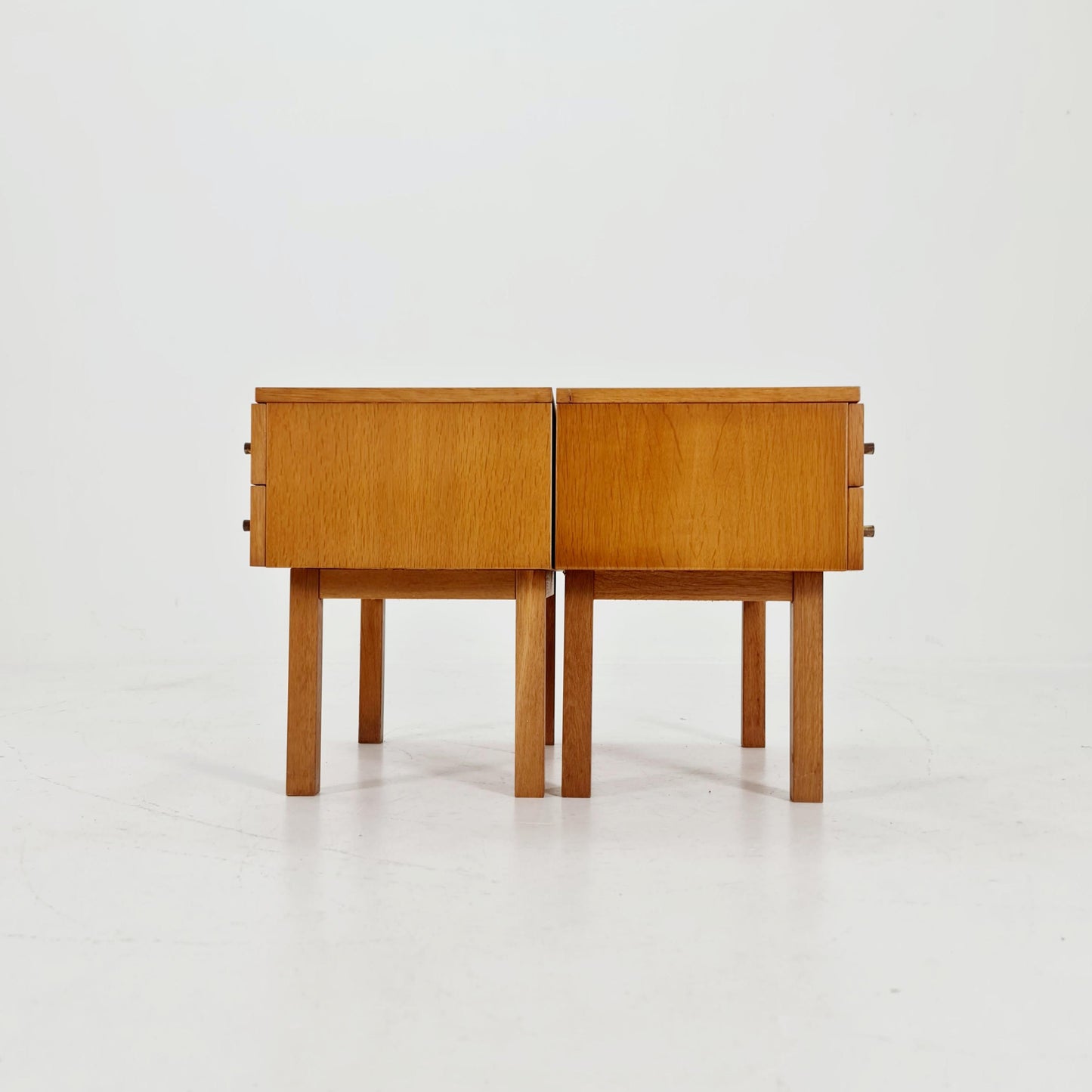 German Mid century Oak nightstands/ bedside tables BY WK Möbel , 1960s Set of 2