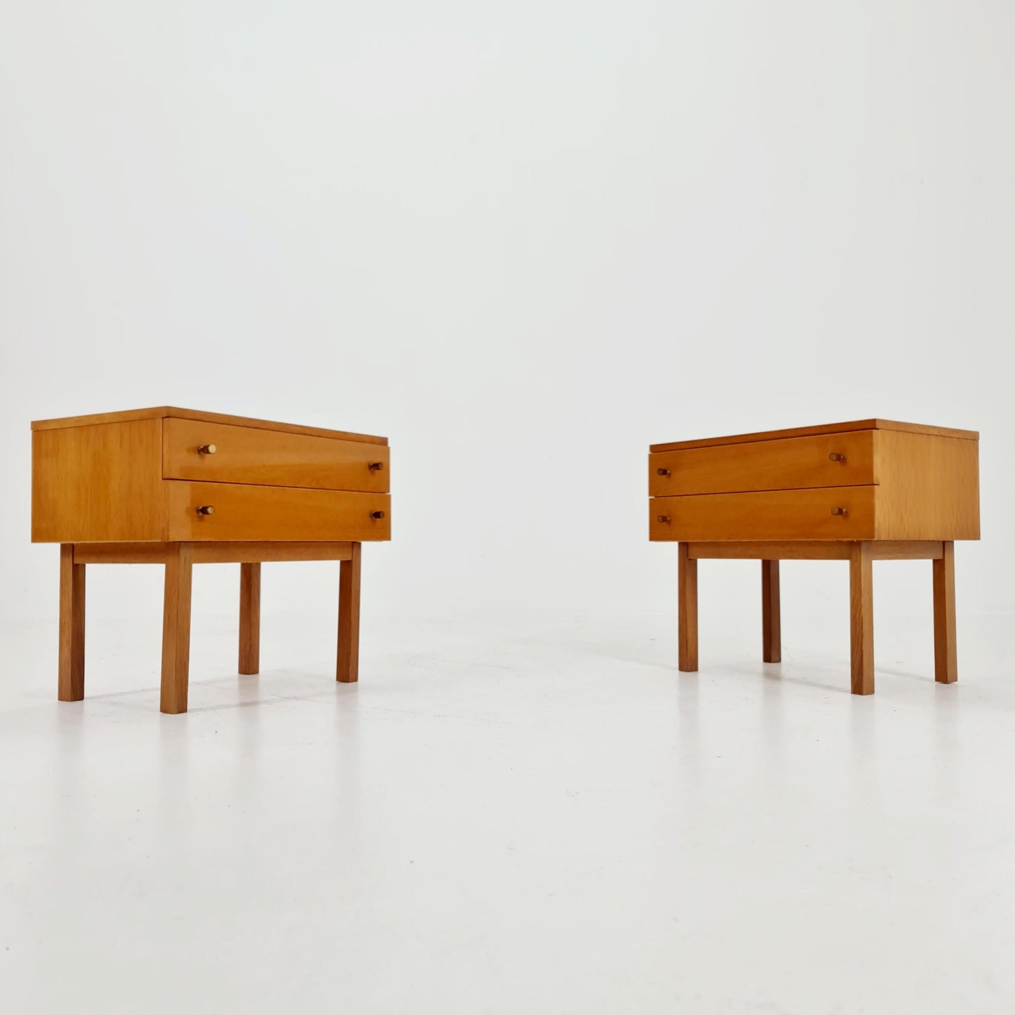 German Mid century Oak nightstands/ bedside tables BY WK Möbel , 1960s Set of 2