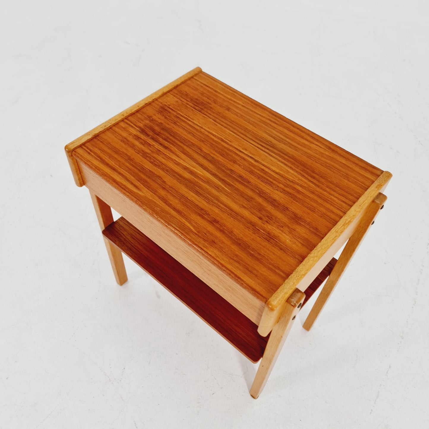 Midcentury Carlstrom & Co teak - Oak vintage side table/ bedside table/ night stand, 1960s