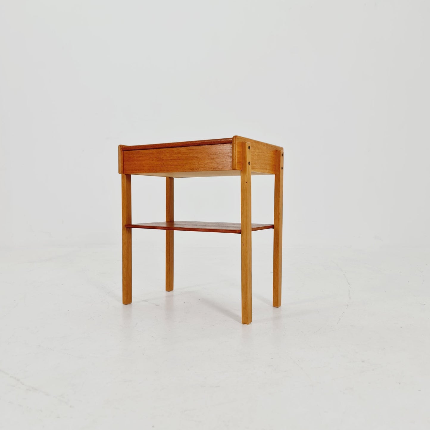 Midcentury Carlstrom & Co teak - Oak vintage side table/ bedside table/ night stand, 1960s