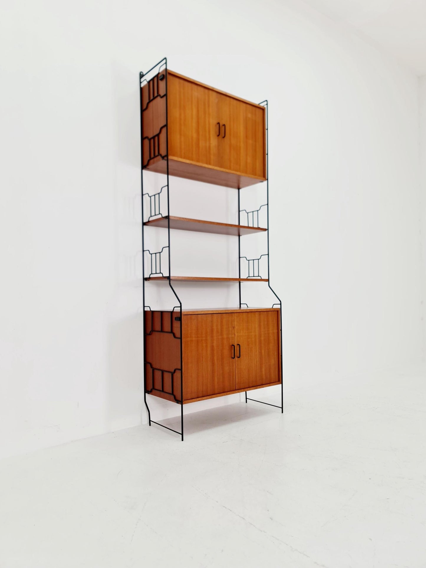String shelf-system, bookcase with cabinet teak by WHB Germany, 1950s