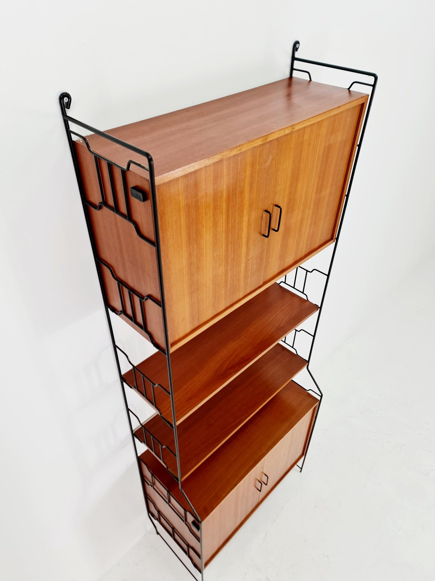 String shelf-system, bookcase with cabinet teak by WHB Germany, 1950s