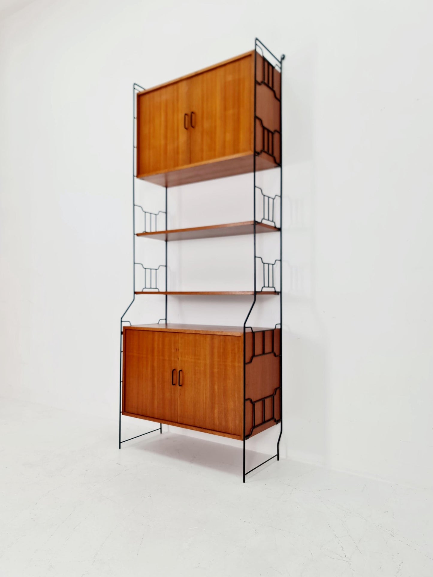 String shelf-system, bookcase with cabinet teak by WHB Germany, 1950s