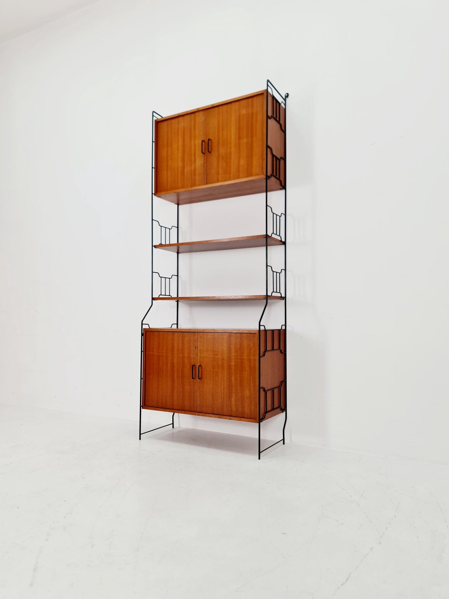 String shelf-system, bookcase with cabinet teak by WHB Germany, 1950s