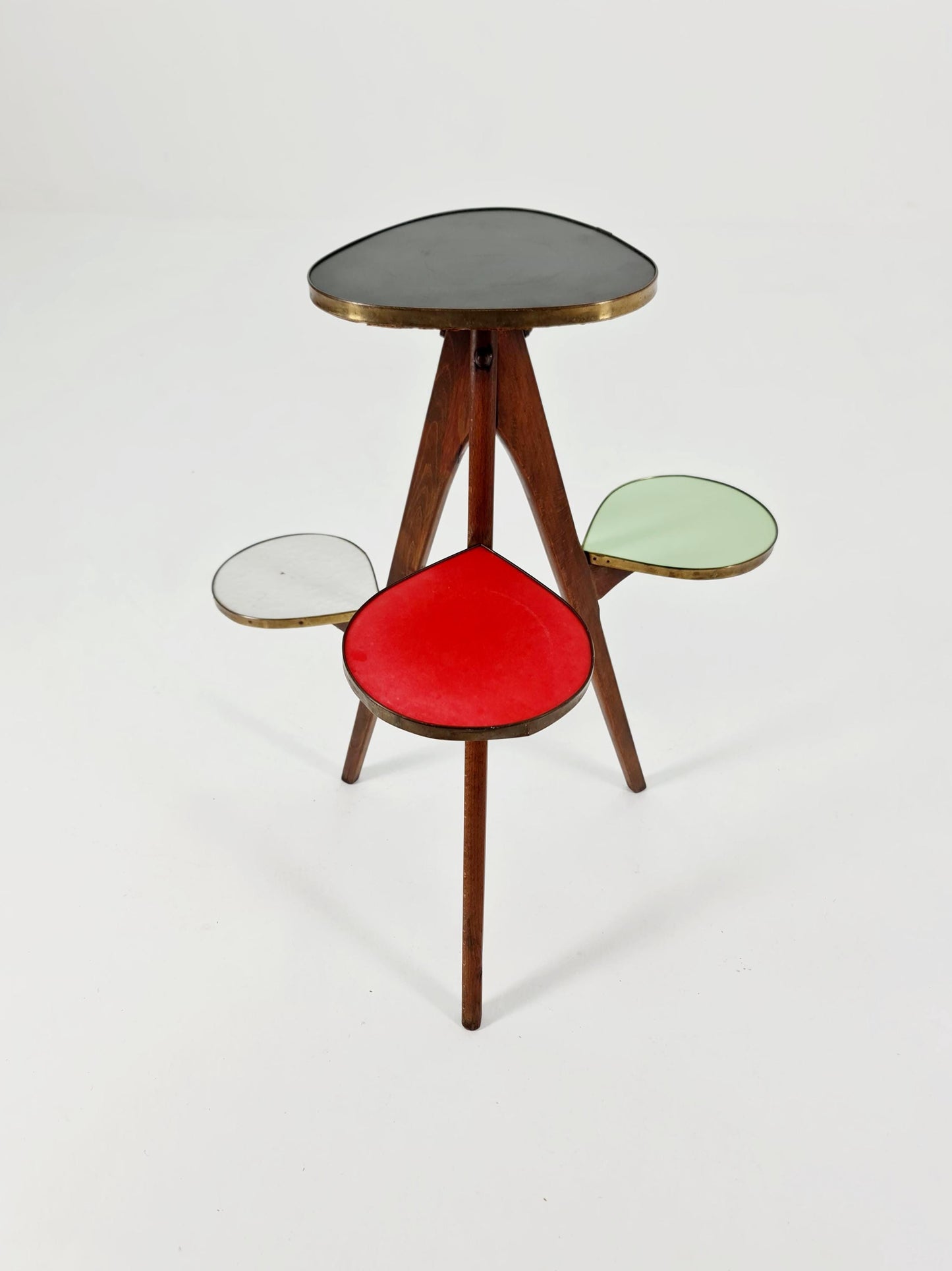 Big 1950s German Plant Stand, Colorful Vintage Mid-Century Minimalist Indoor Plant Stand Side Table Retro flower table