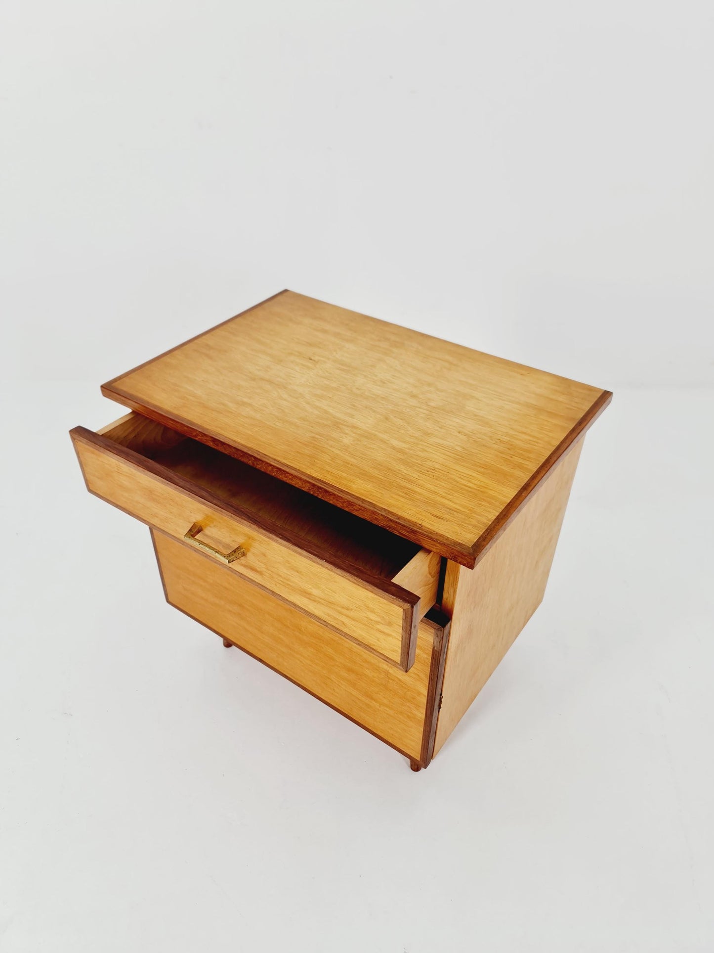 German Mid century beech & teak nightstand/ bedside table BY WK Möbel , 1960s