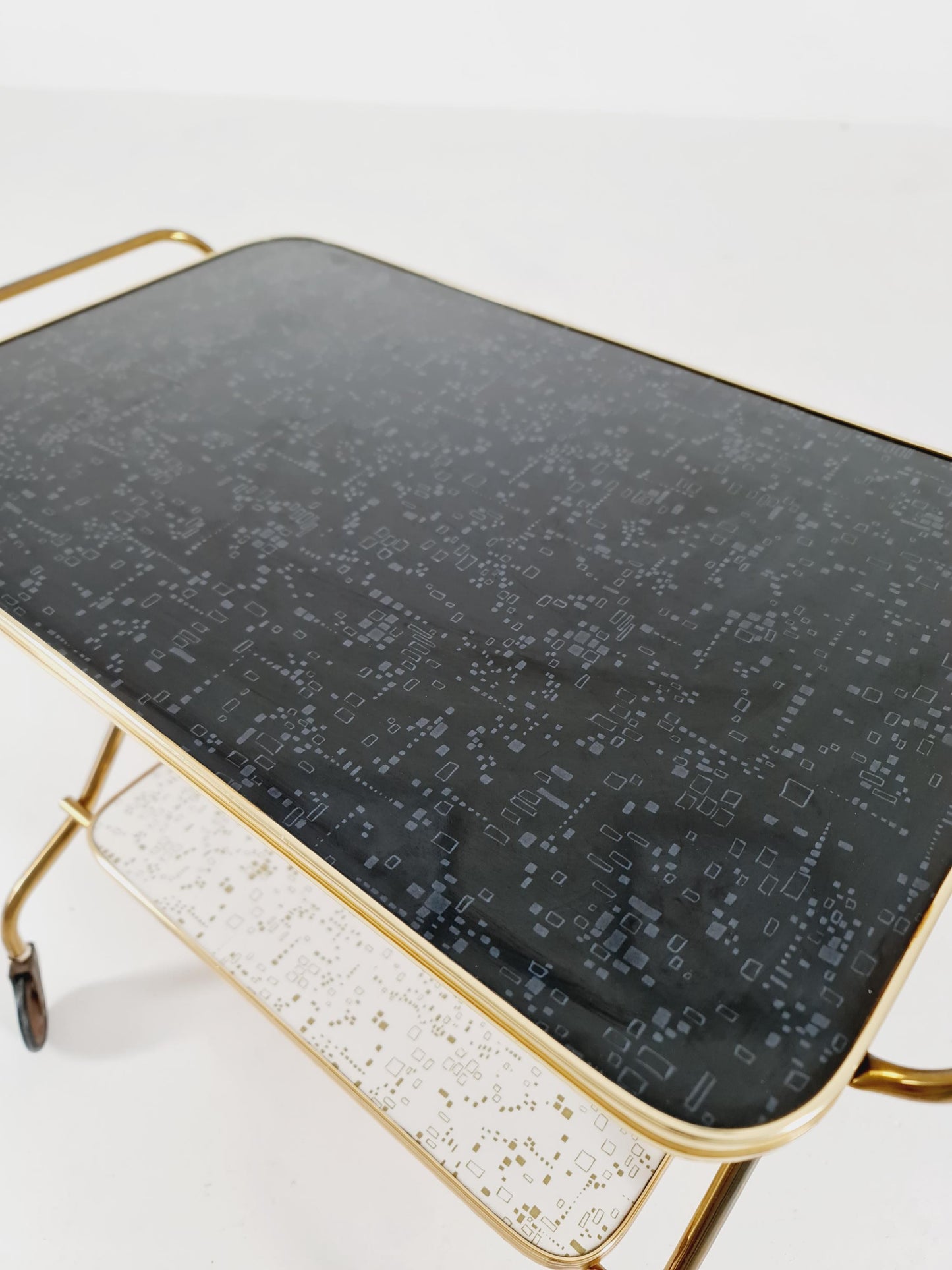 Vintage German mid century trolley bar cart in Brass 1950s