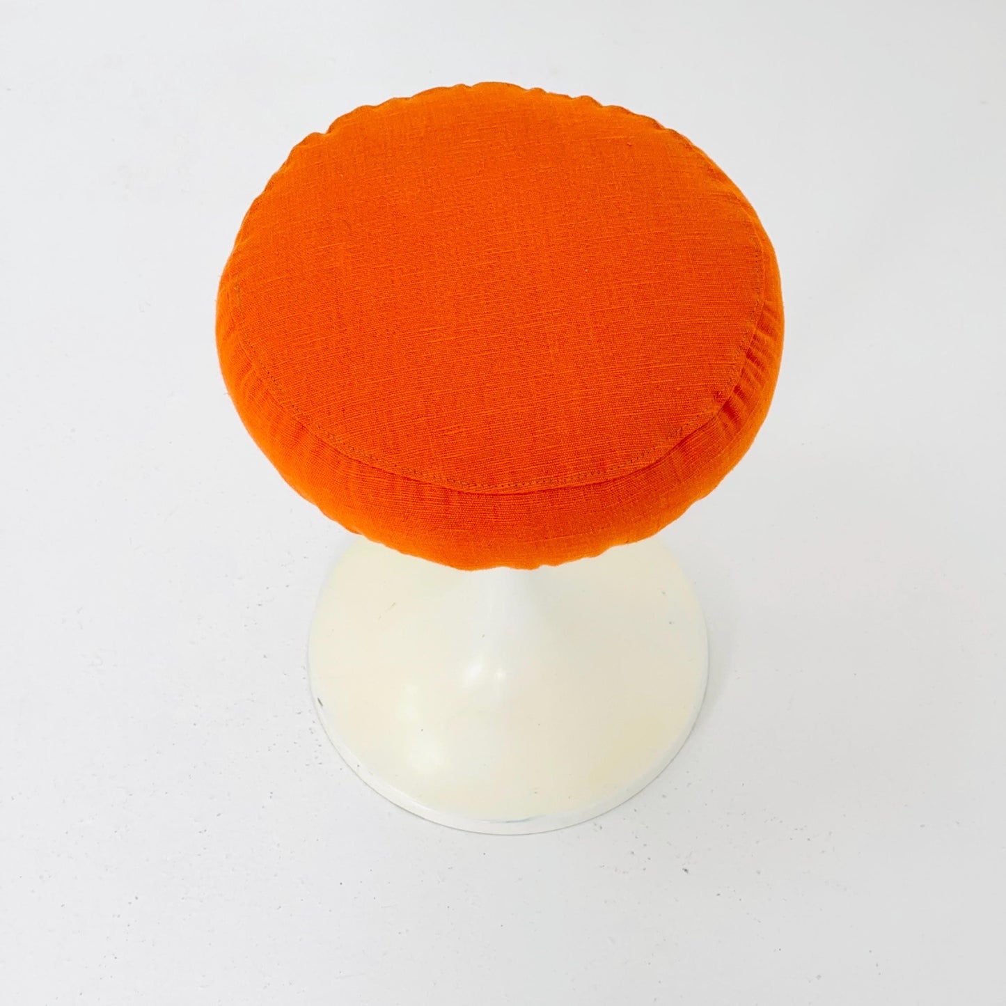 Sopac age German vintage white plastic tulip stool with orange seat, 1970s