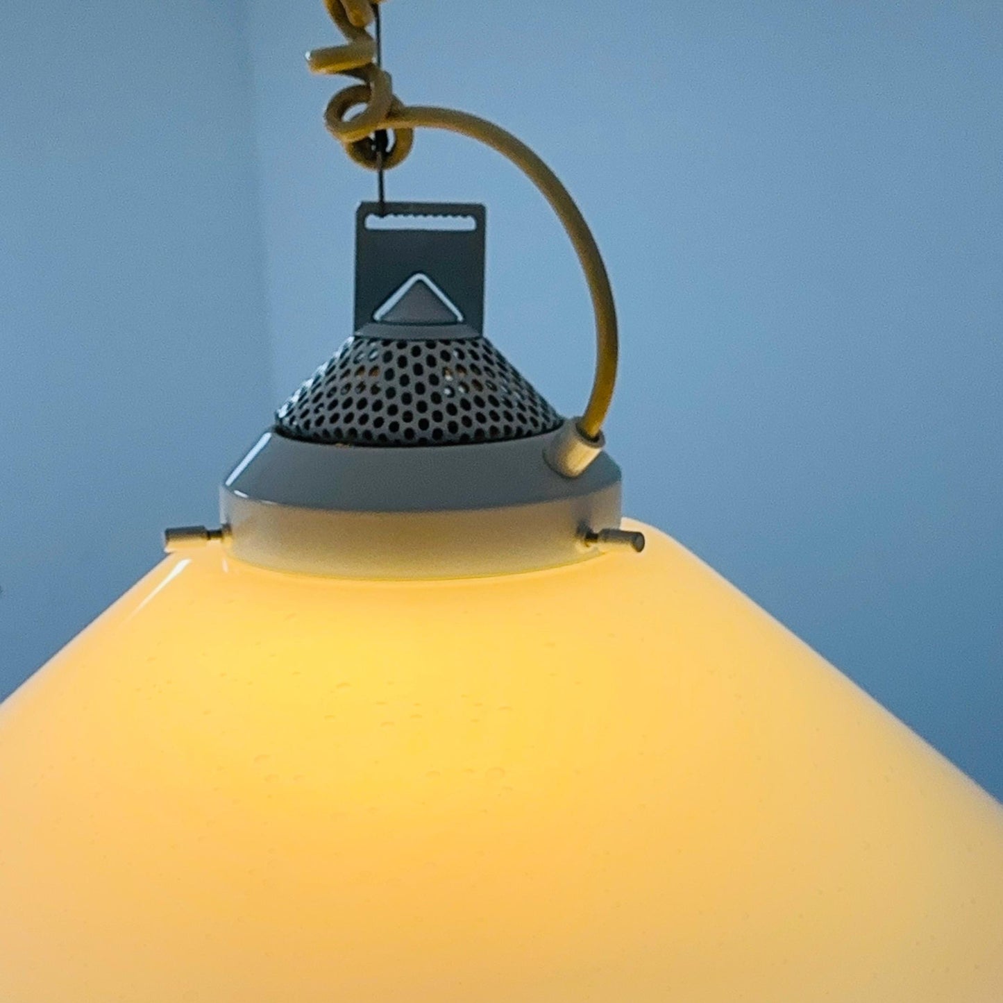 Mid century white glass hanging lamp by Peill and Putzler, Germany 1965