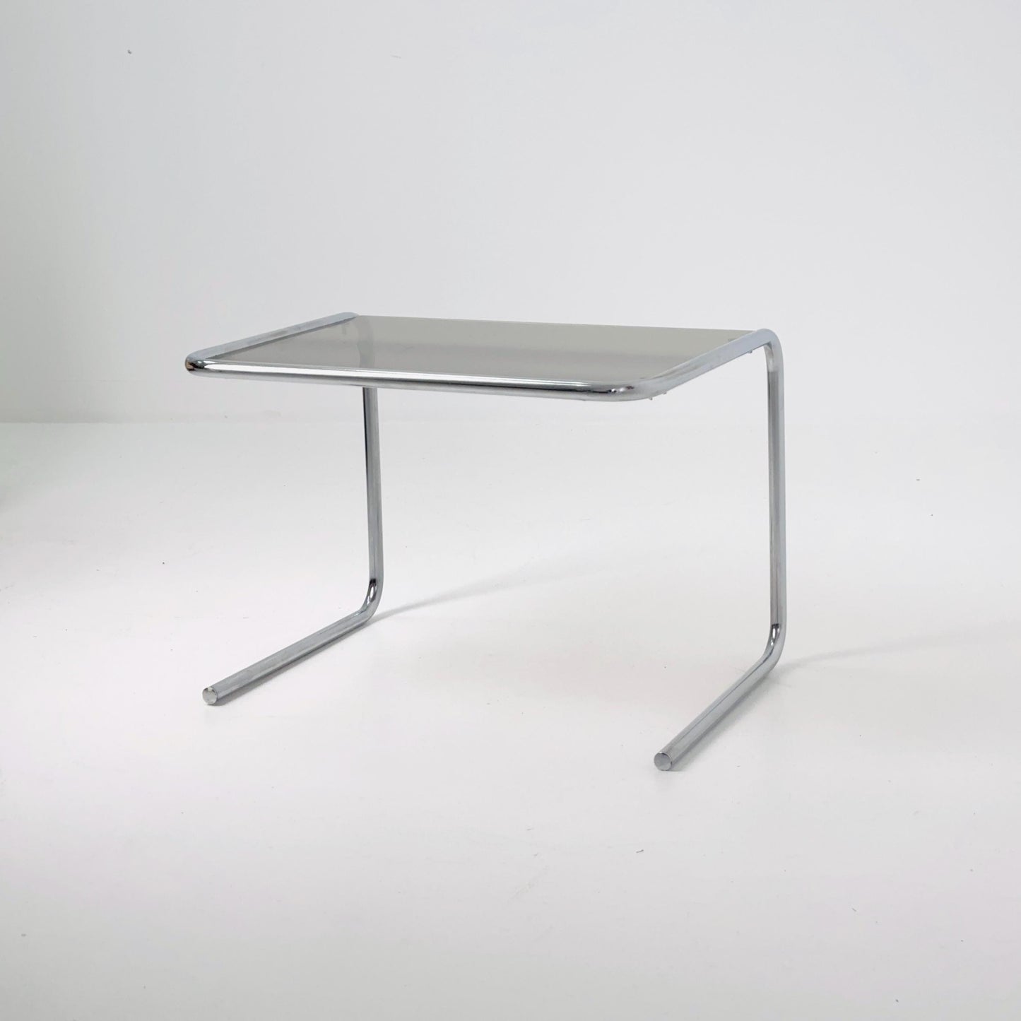 Mid Century Modern Chrom And Smoked Glass Stand side Table , by Marcel Brauer 1980s