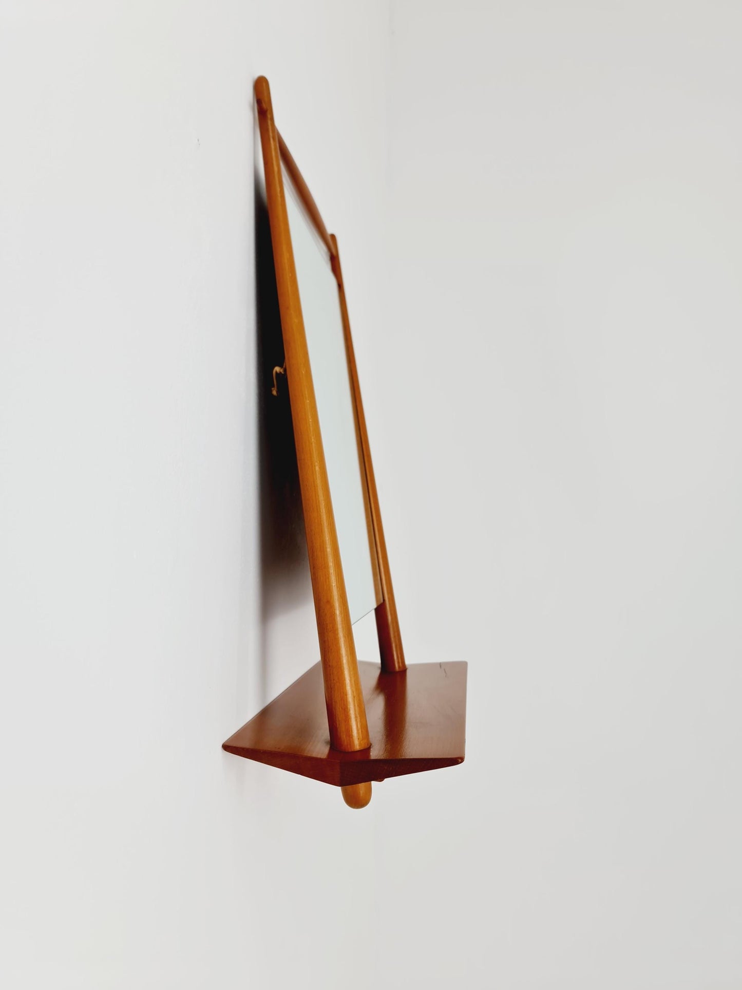 Rare Danish mid-century Modern wall-mounted mirror with shelf , 1960s