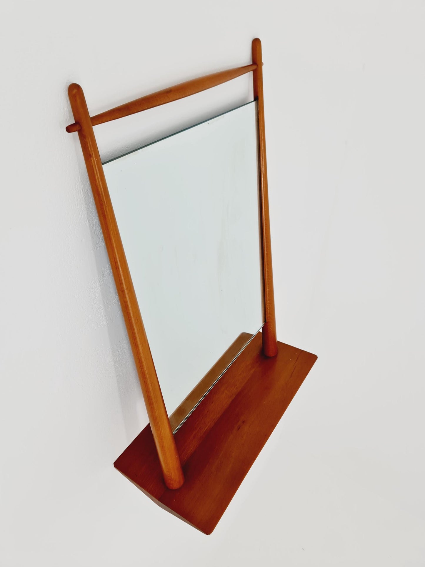 Rare Danish mid-century Modern wall-mounted mirror with shelf , 1960s