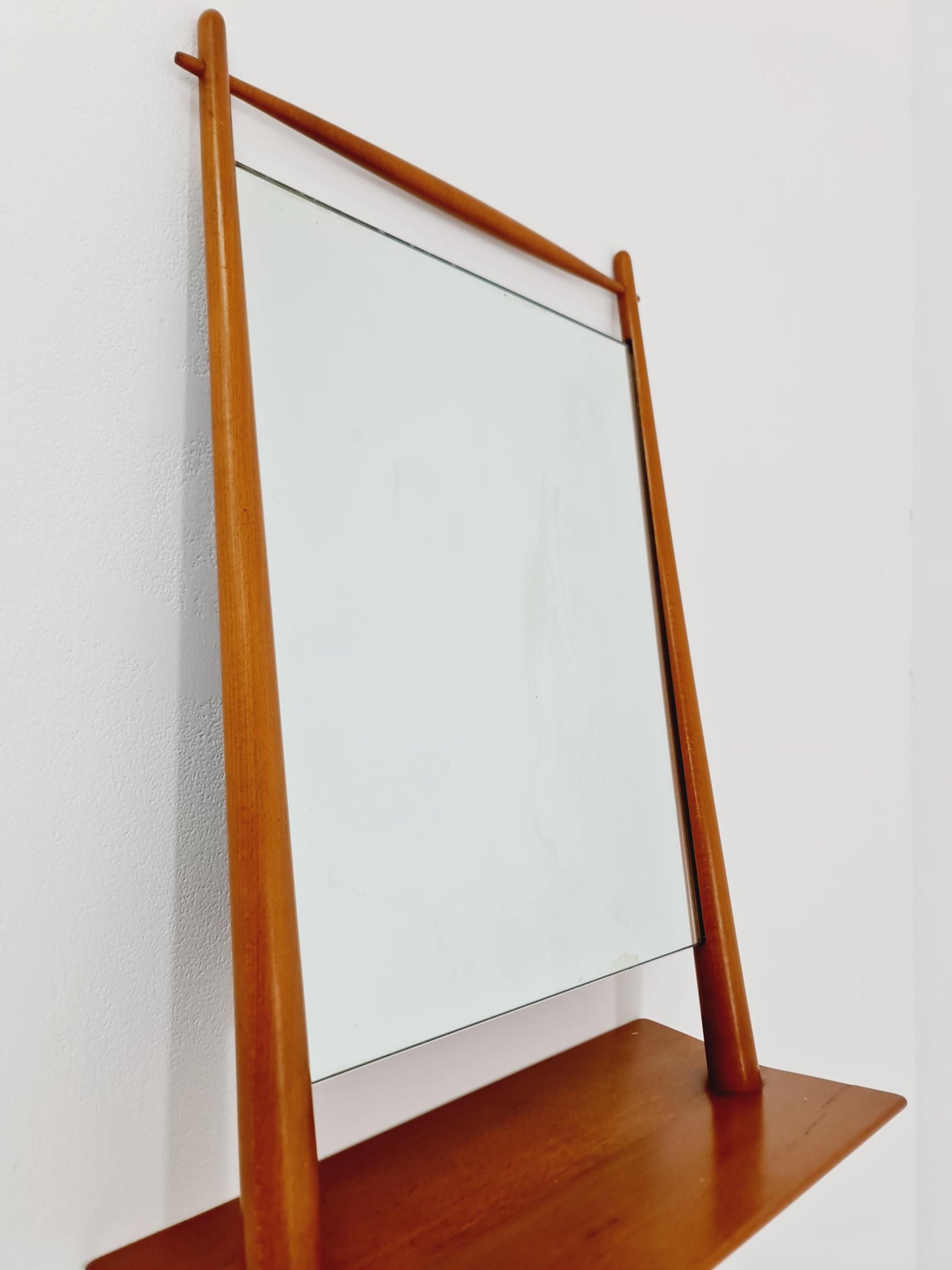 Rare Danish mid-century Modern wall-mounted mirror with shelf , 1960s