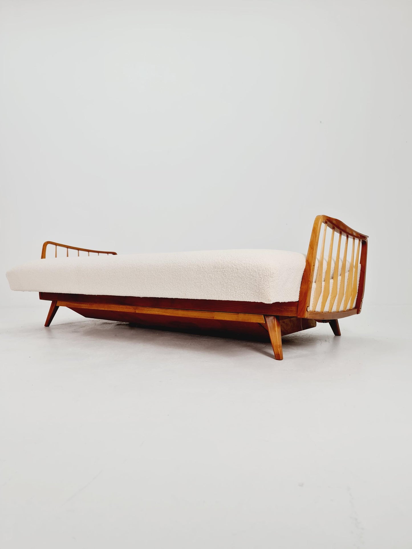 Rare Midcentury Stella Sofa Ash wood Daybed , with Drawer Germany, 1950s