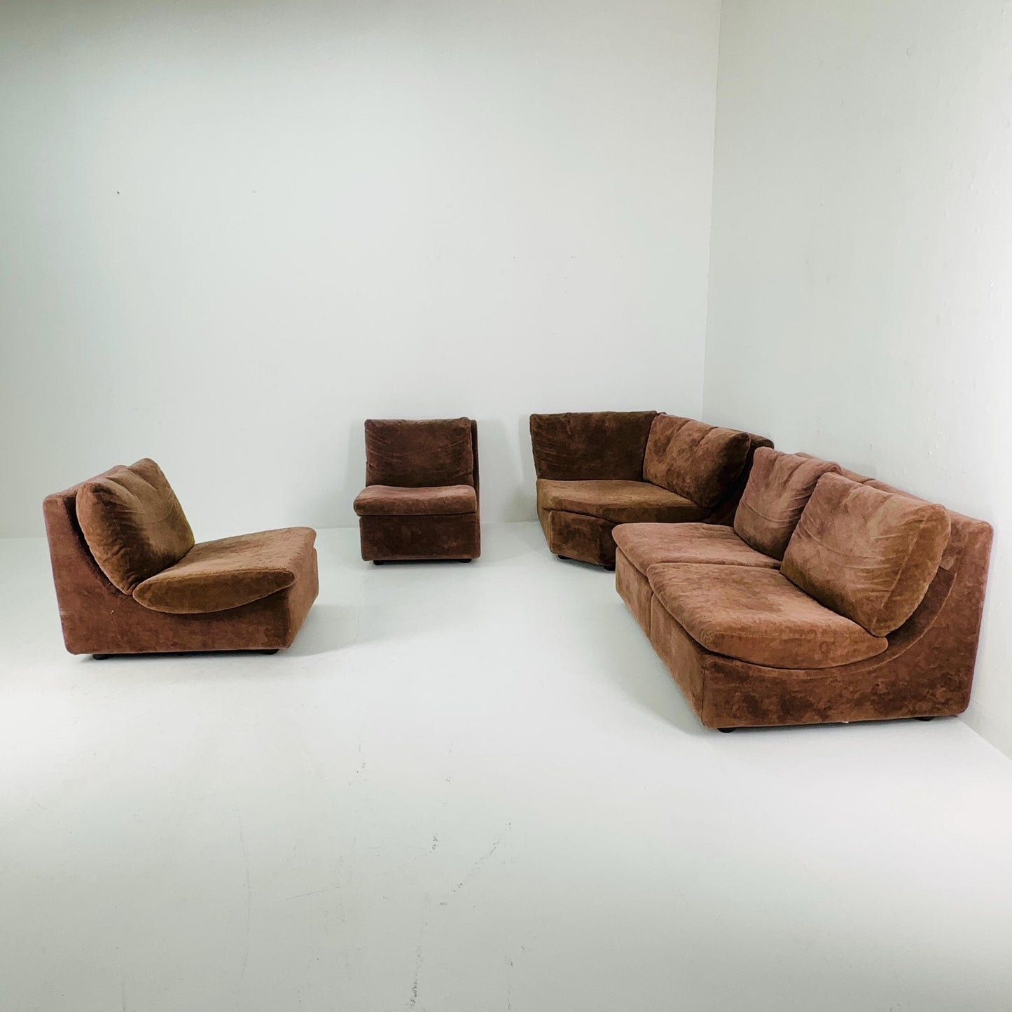 Set of 5 Mid century Walter Knoll Modular Brown Velvet Sofa , 1970s – Germany