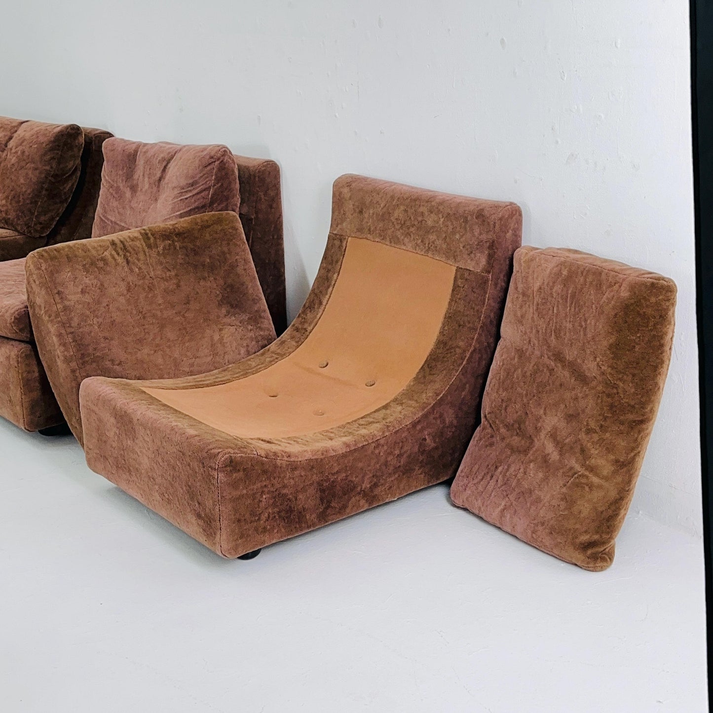 Set of 5 Mid century Walter Knoll Modular Brown Velvet Sofa , 1970s – Germany