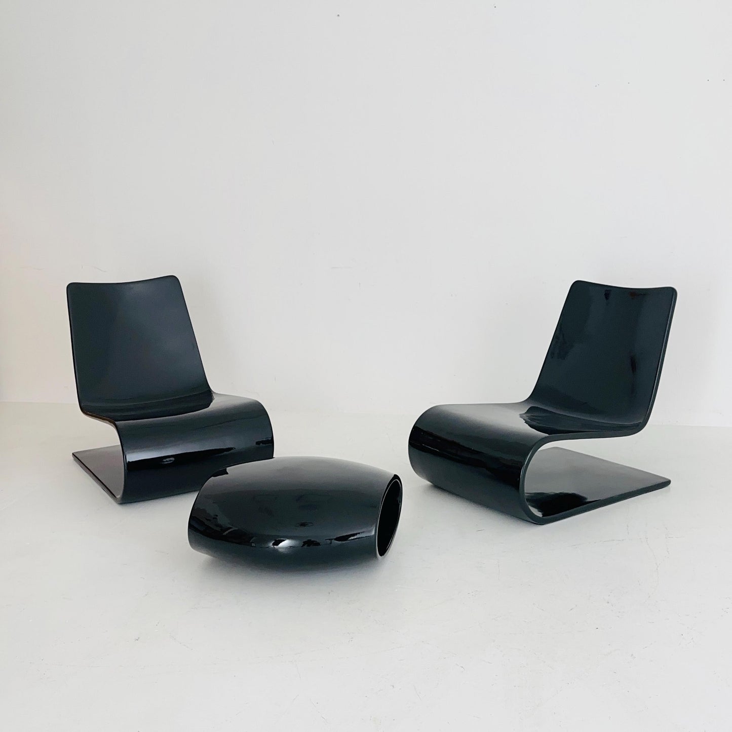 Set of 2 Chaiselongue and stool Nouvelle Vague by Christophe Pillet for Porro Italy 2000s