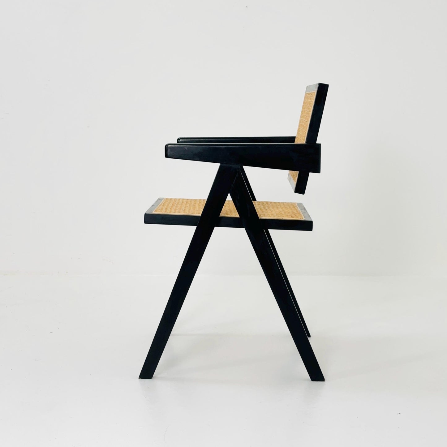 Mid century Casa Padrino Black Wood & Rattan Chair – 1990s