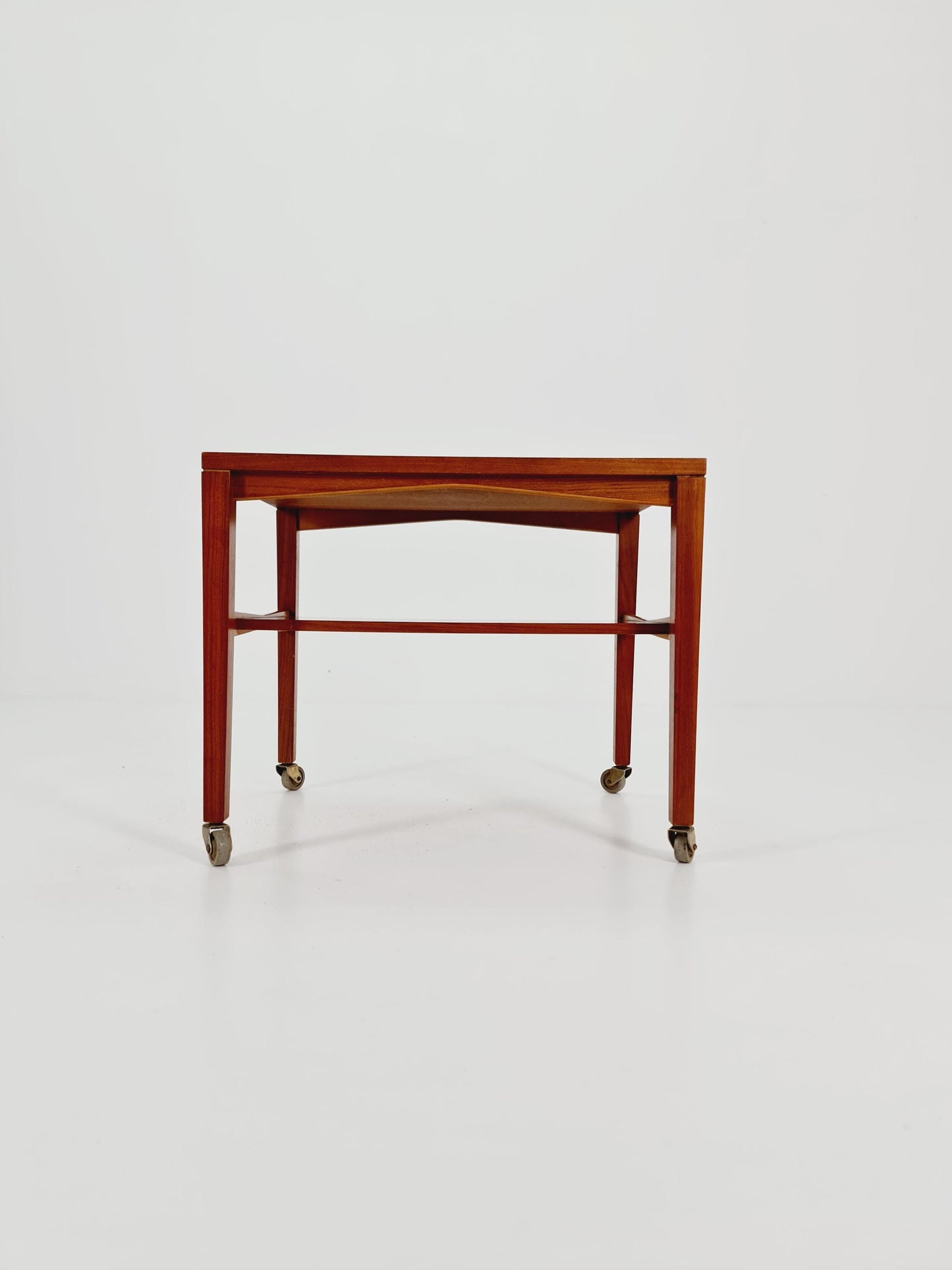 Vintage German mid century trolley bar cart in Walnut By Wilhelm Renz , 1960s