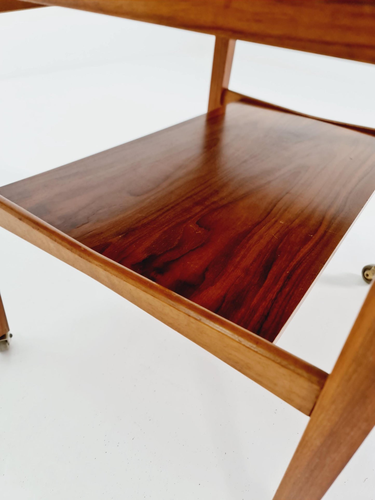 Vintage German mid century trolley bar cart in Walnut By Wilhelm Renz , 1960s
