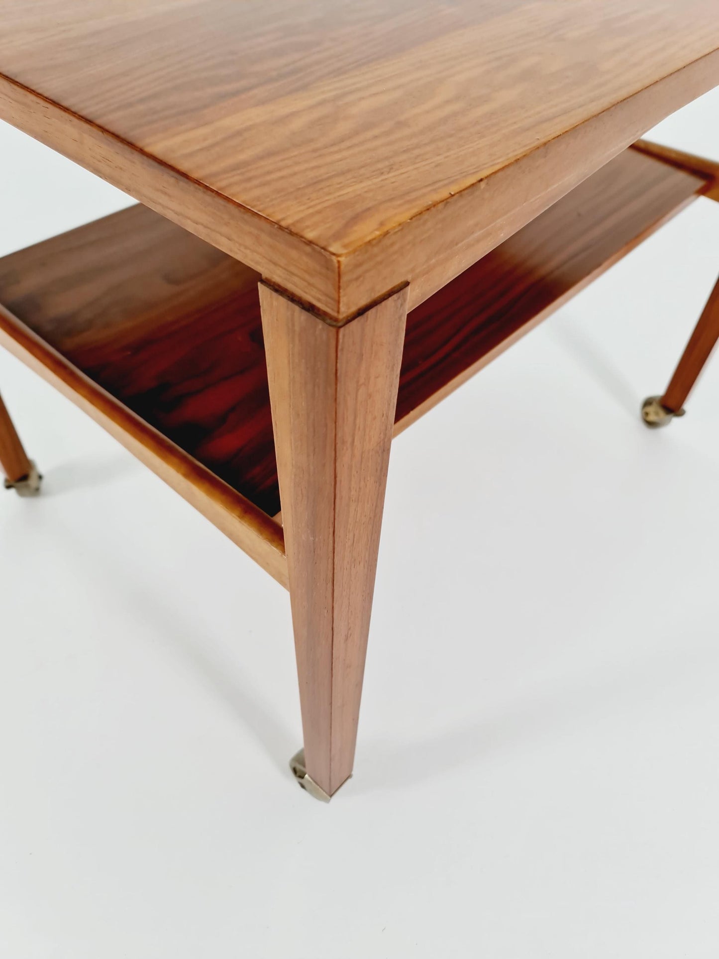 Vintage German mid century trolley bar cart in Walnut By Wilhelm Renz , 1960s