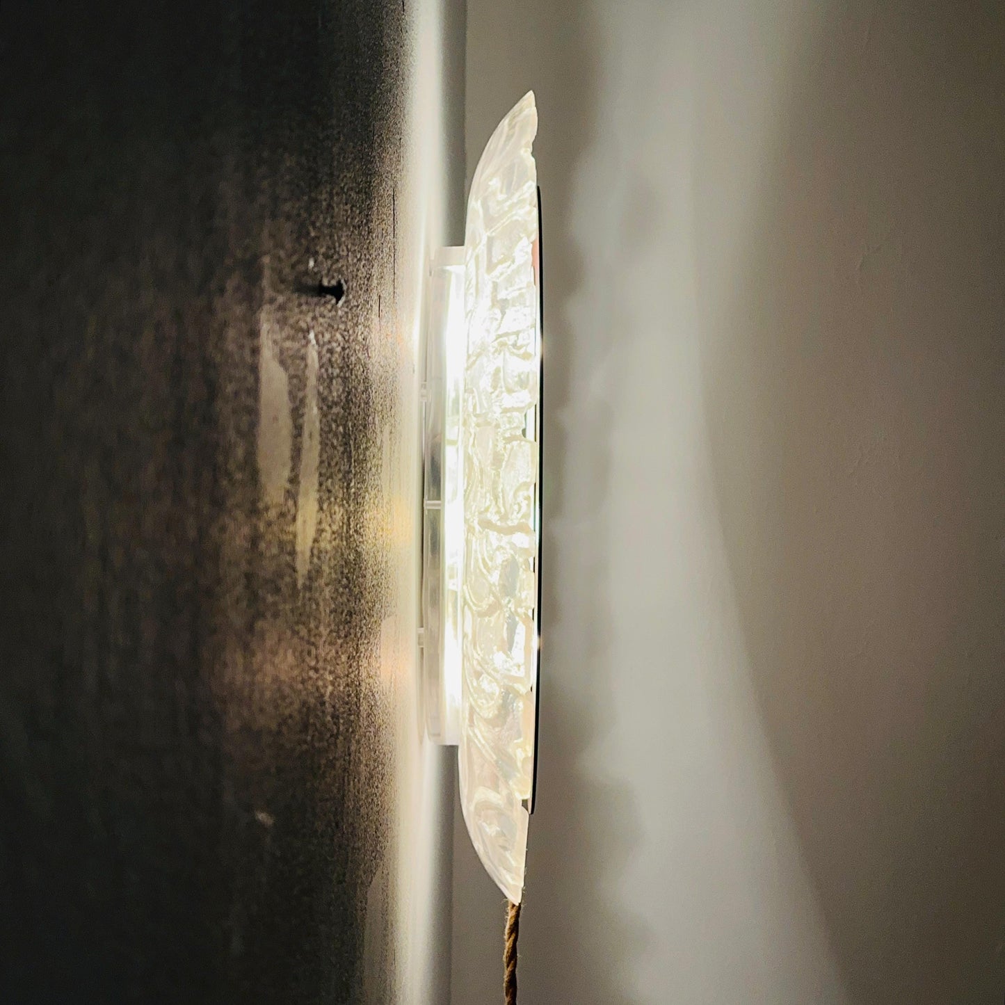Mid-Century baklite ice glass Oval large mirror by Em Germany 1960s