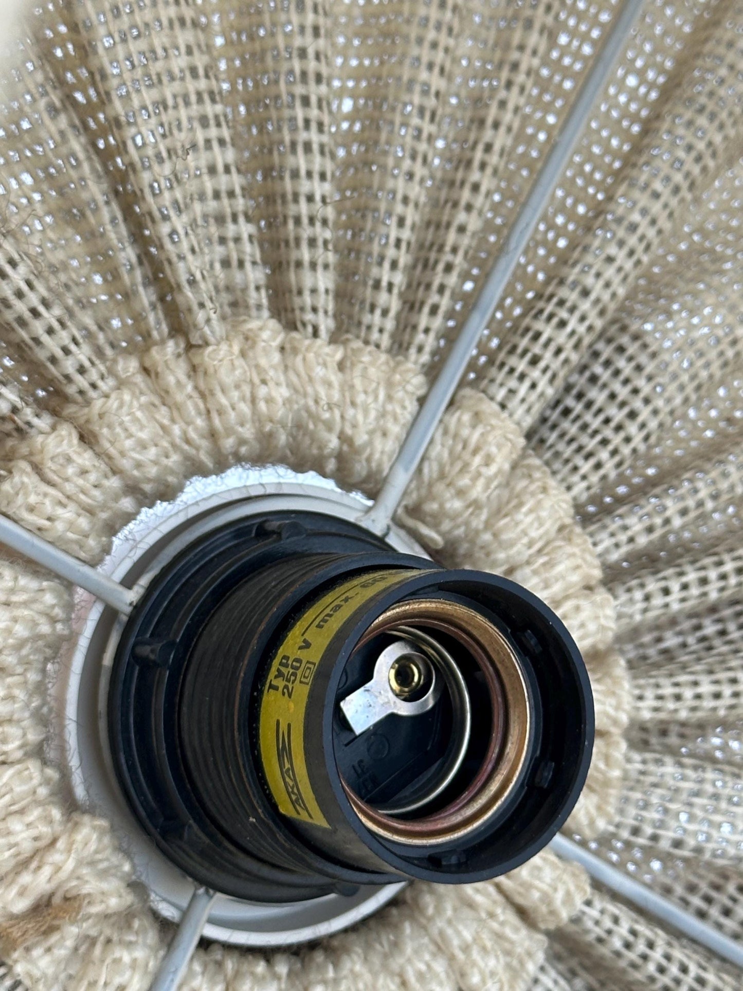 Mid century -century pendant lamp made of teak wood and jute , 1960s, Denmark