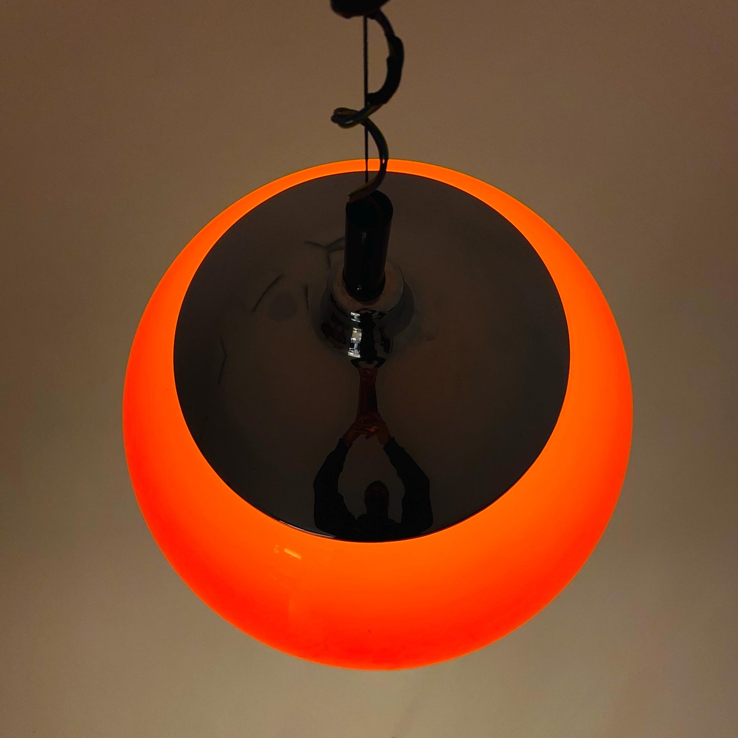 Vintage Space Age Lighting / Orange Pendant Light / 70s Retro Pull Down Ceiling Lamp by Cosack Leuchten Germany