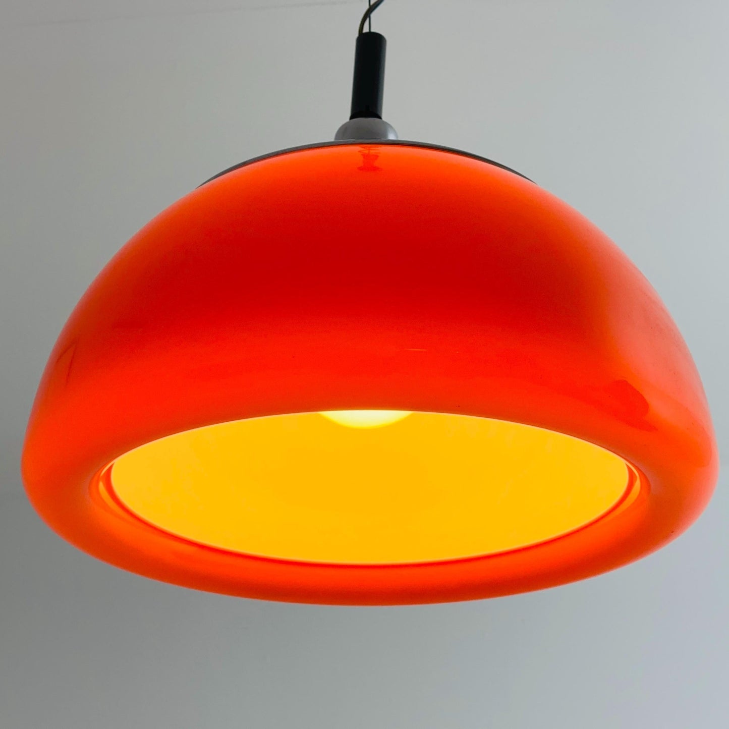 Vintage Space Age Lighting / Orange Pendant Light / 70s Retro Pull Down Ceiling Lamp by Cosack Leuchten Germany