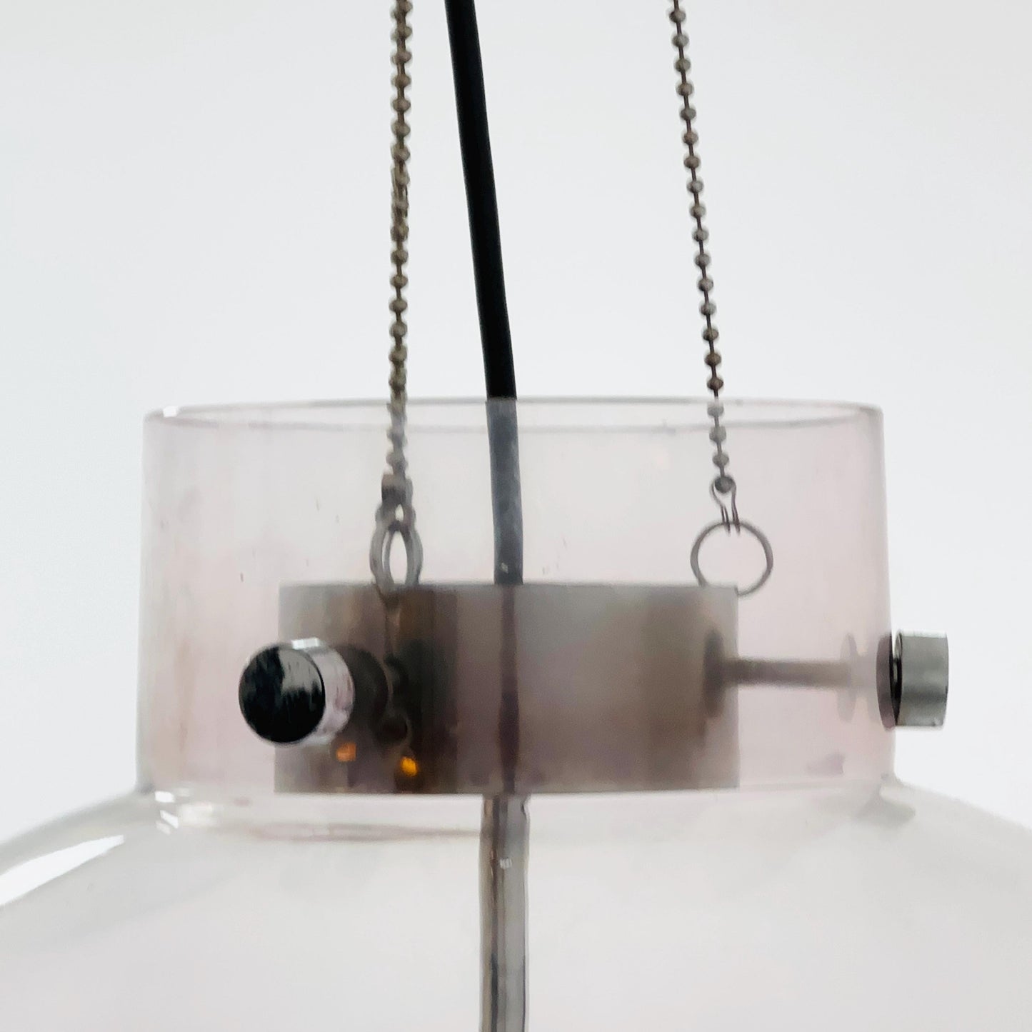 Large Mid-Century Glass Ball Pendant by Glashütte Limburg, Germany, 1970s – Chrome & Glass Chandelier