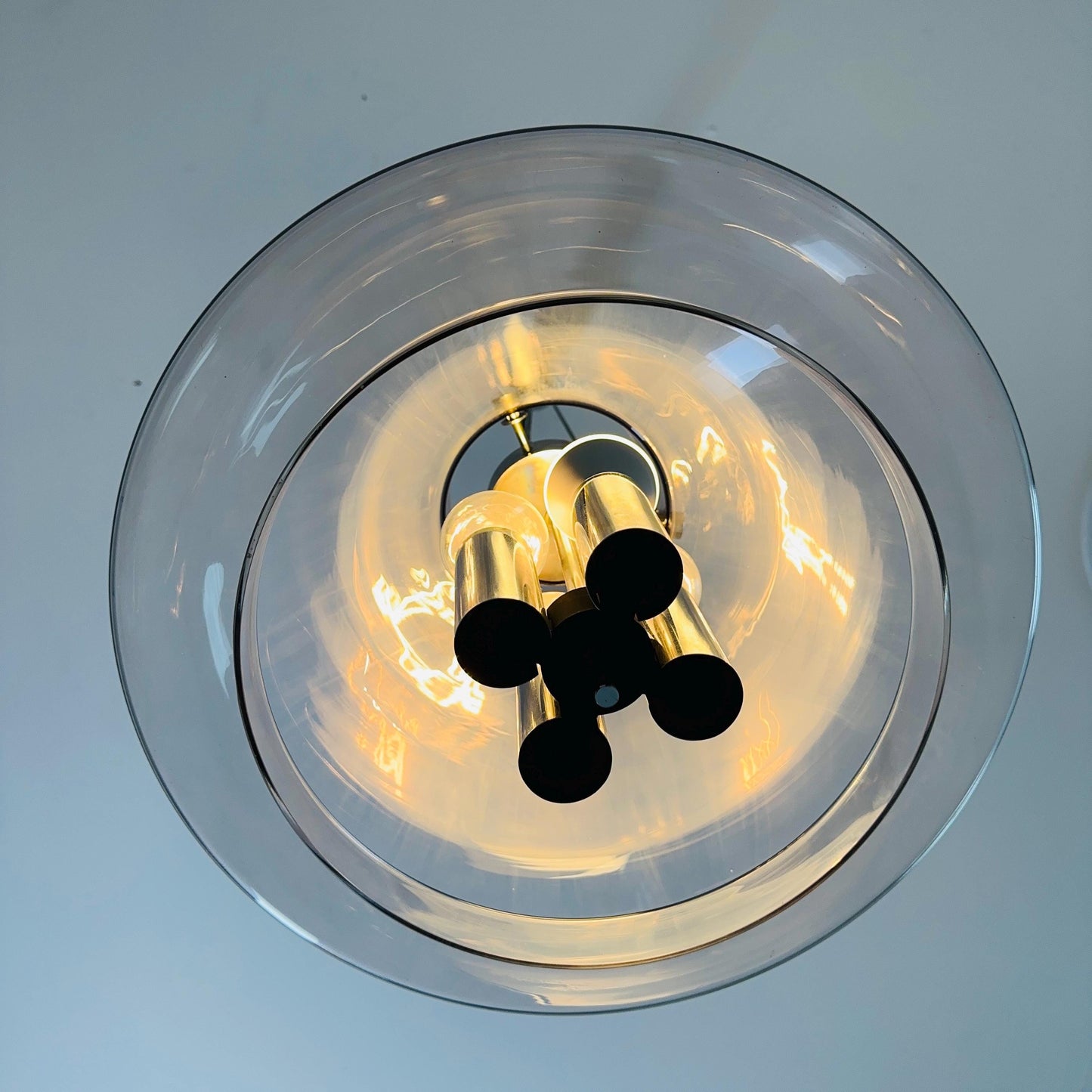 Large Mid-Century Glass Ball Pendant by Glashütte Limburg, Germany, 1970s – Chrome & Glass Chandelier