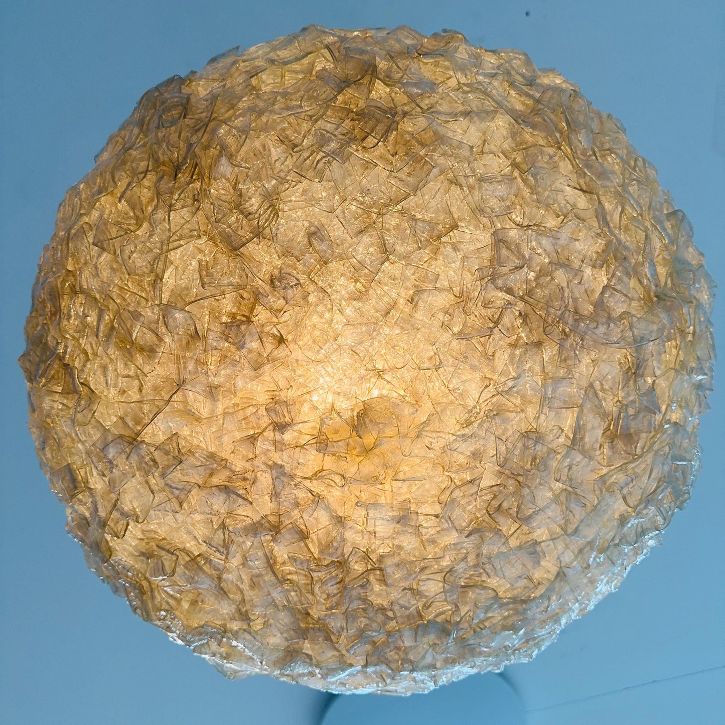 Mid-Century Lucite Ribbon Swag Lamp – Italy, 1980s – Sculptural Plexiglass Pendant Light