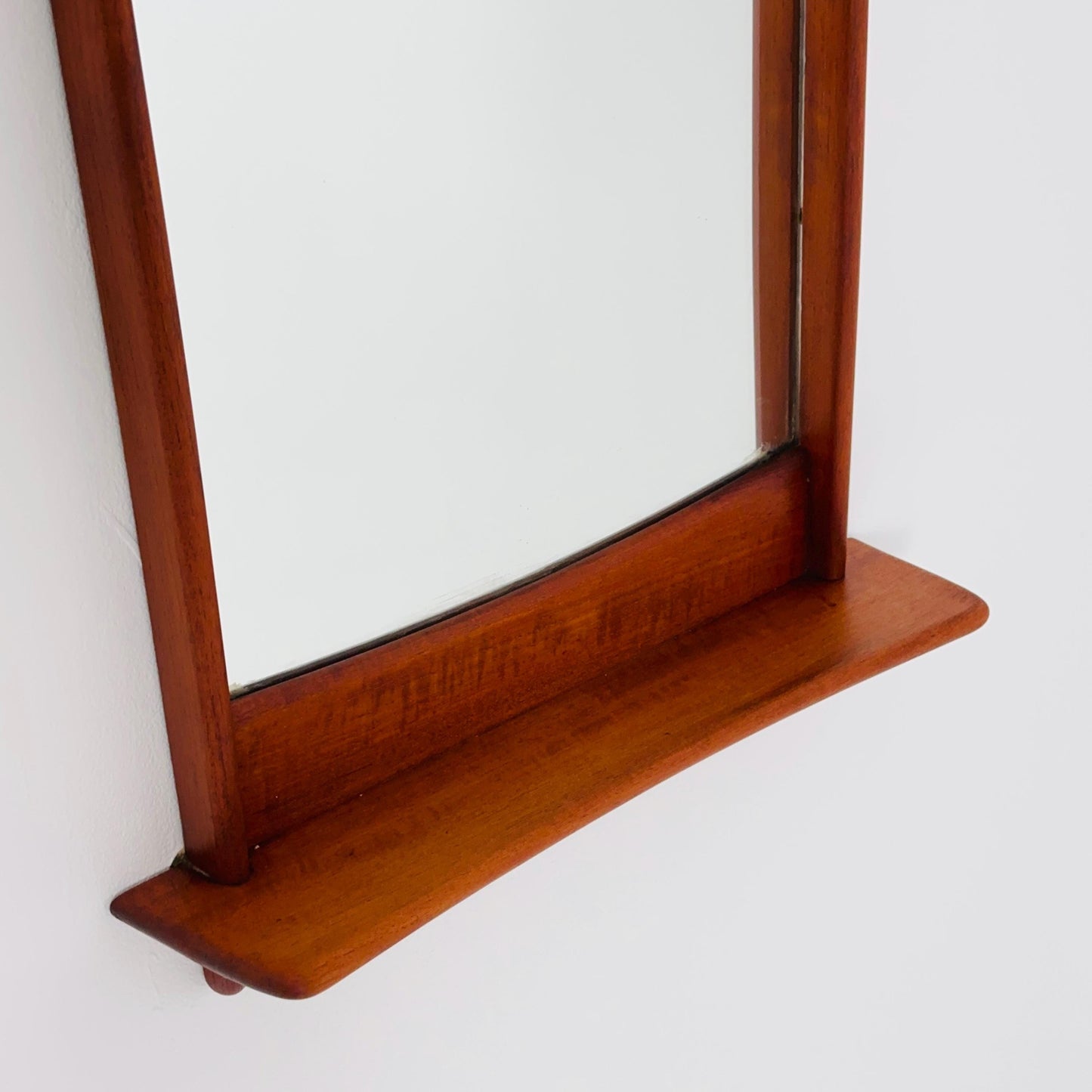 Mid Century Danish Teak Wall Mirror with Shelf, 1960s