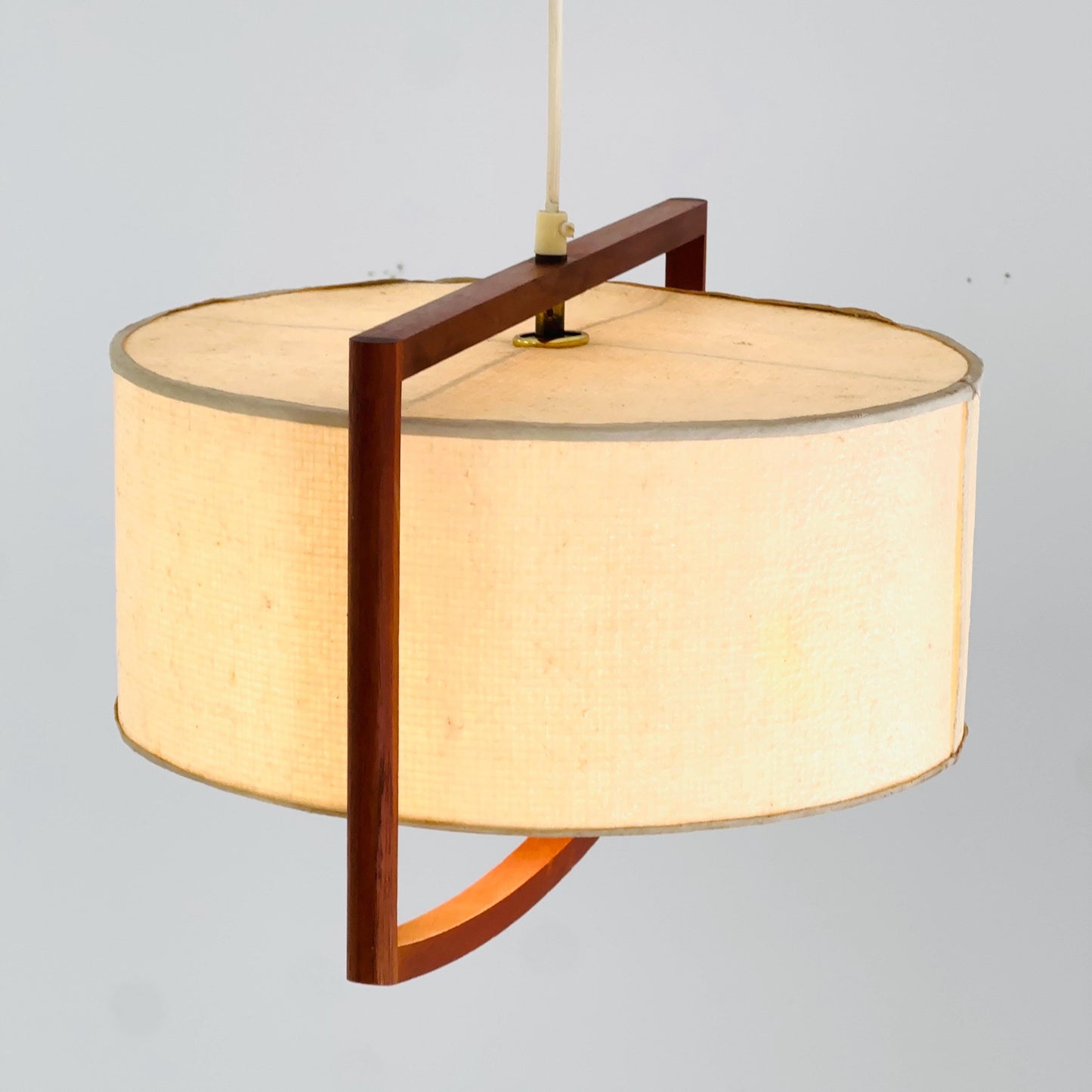 Mid-Century Danish Pendant Lamp, Teak & Rice Paper Light,1960s Denmark