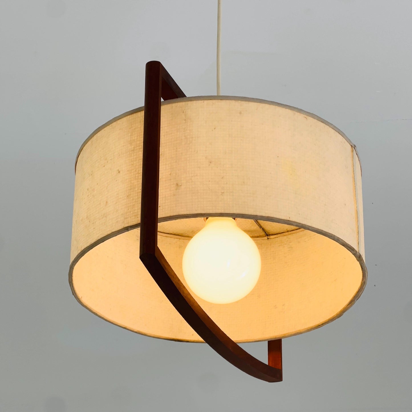 Mid-Century Danish Pendant Lamp, Teak & Rice Paper Light,1960s Denmark