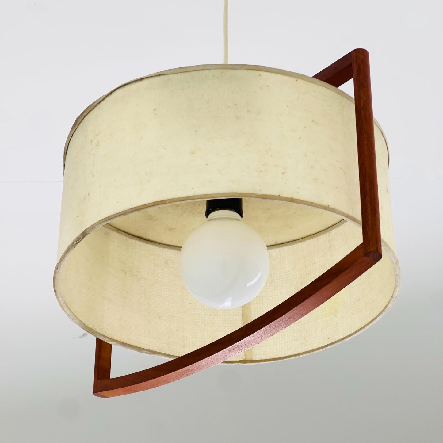 Mid-Century Danish Pendant Lamp, Teak & Rice Paper Light,1960s Denmark