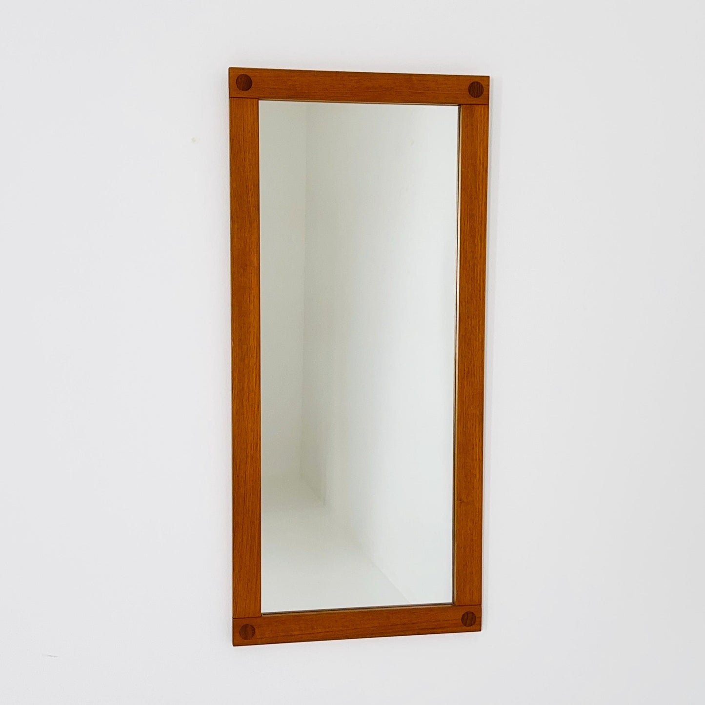 Big Teak Swedish mid-century Modern wall-mounted mirror , 1960s